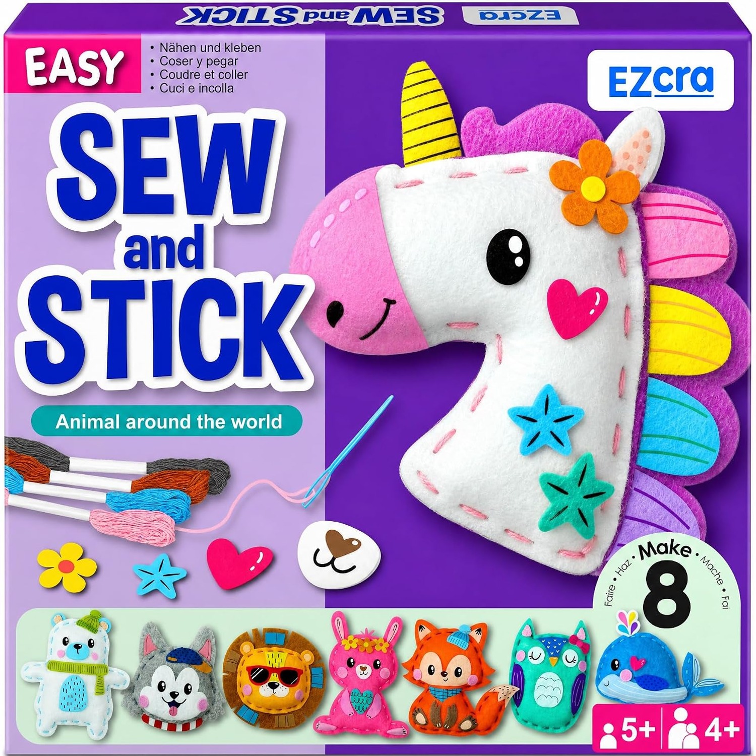 Unicorn & Animal Felt Sewing Kit for Kids