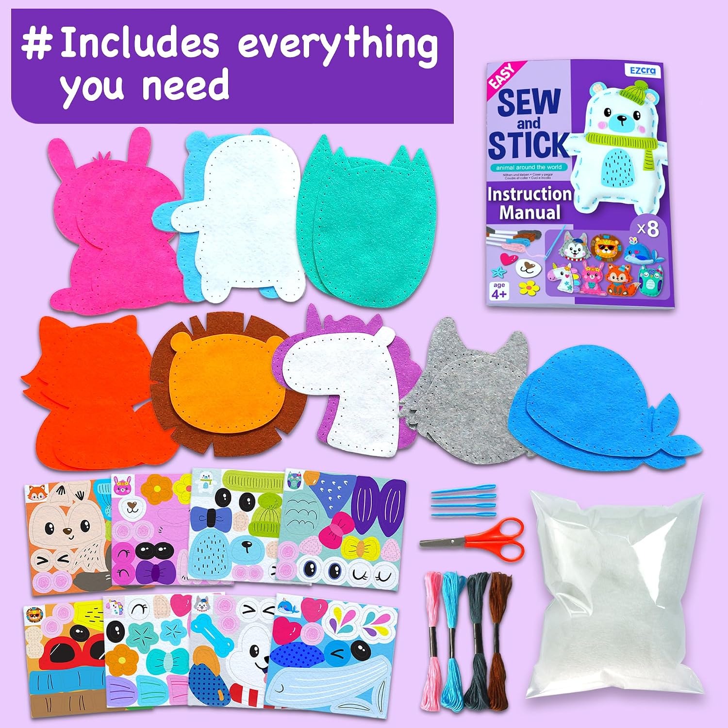 Unicorn & Animal Felt Sewing Kit for Kids