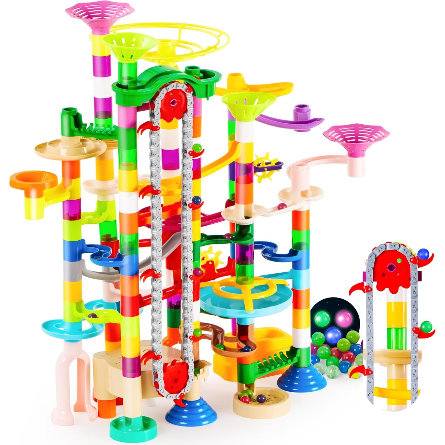 236-Piece Glow Marble Run with Motorised Elevator