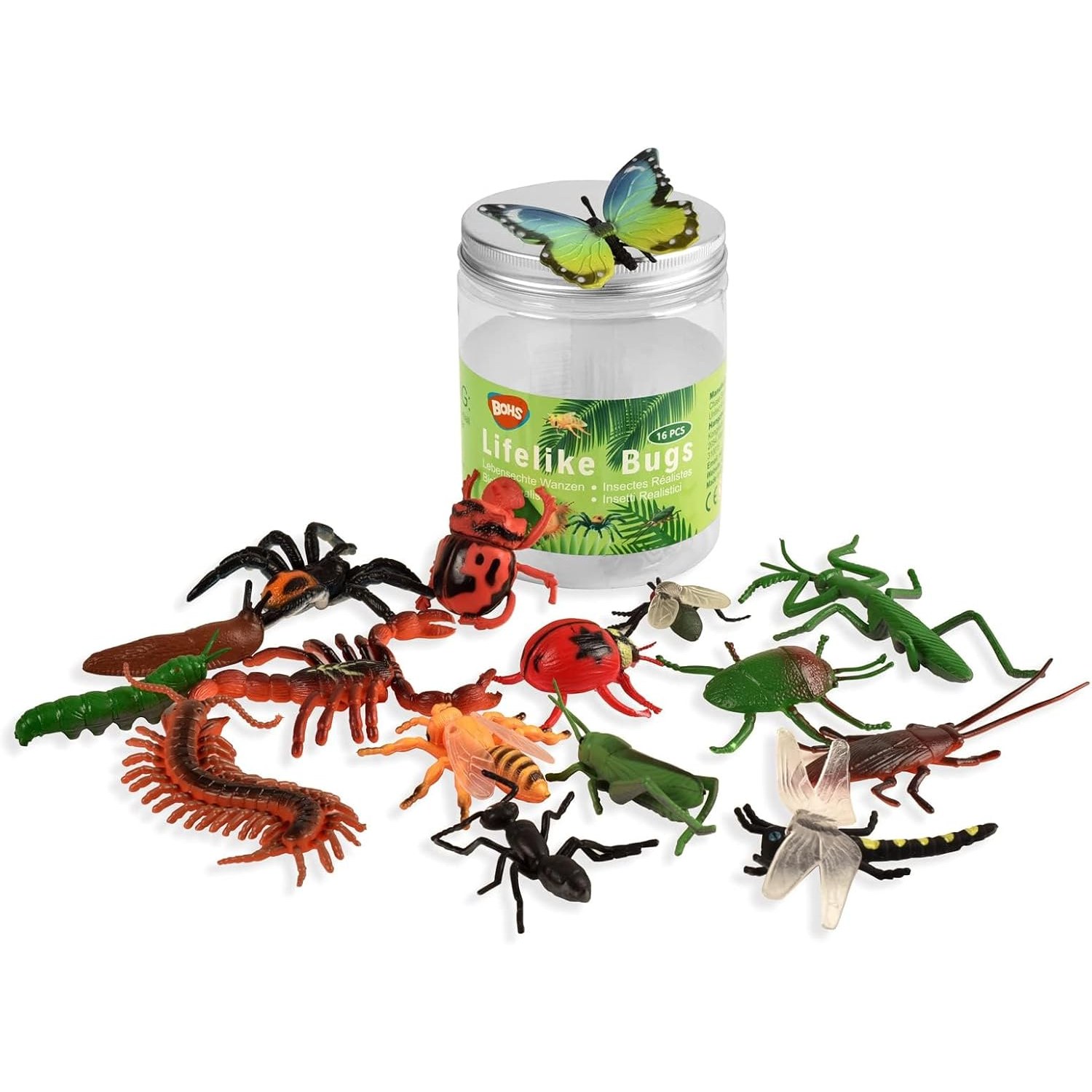 Realistic Insect Figures 16-Piece Bug Science Set