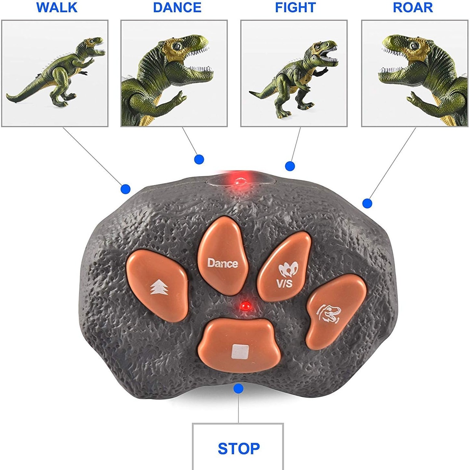 Remote Control Walking Dinosaur with LED Lights and Roar: image 2