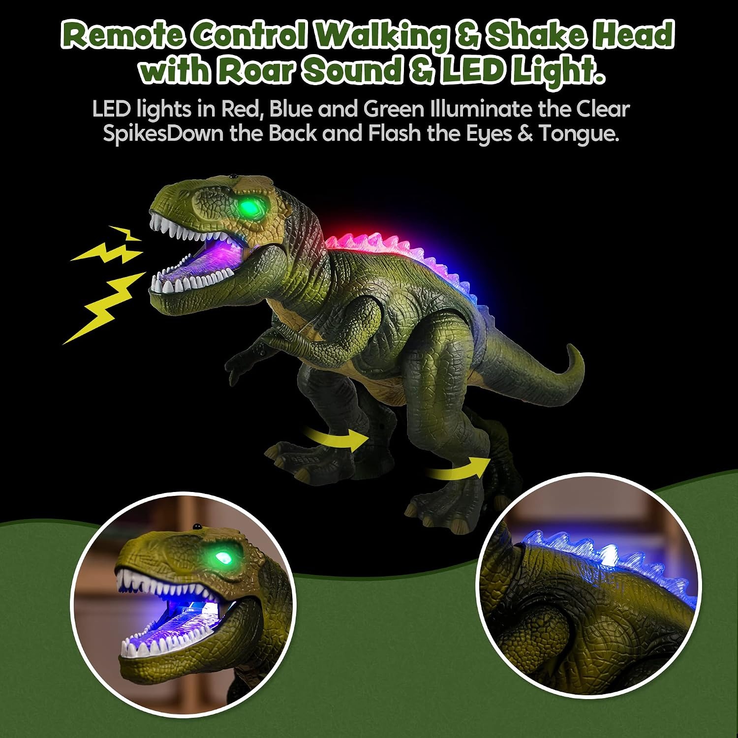 Remote Control Walking Dinosaur with LED Lights and Roar: image 3
