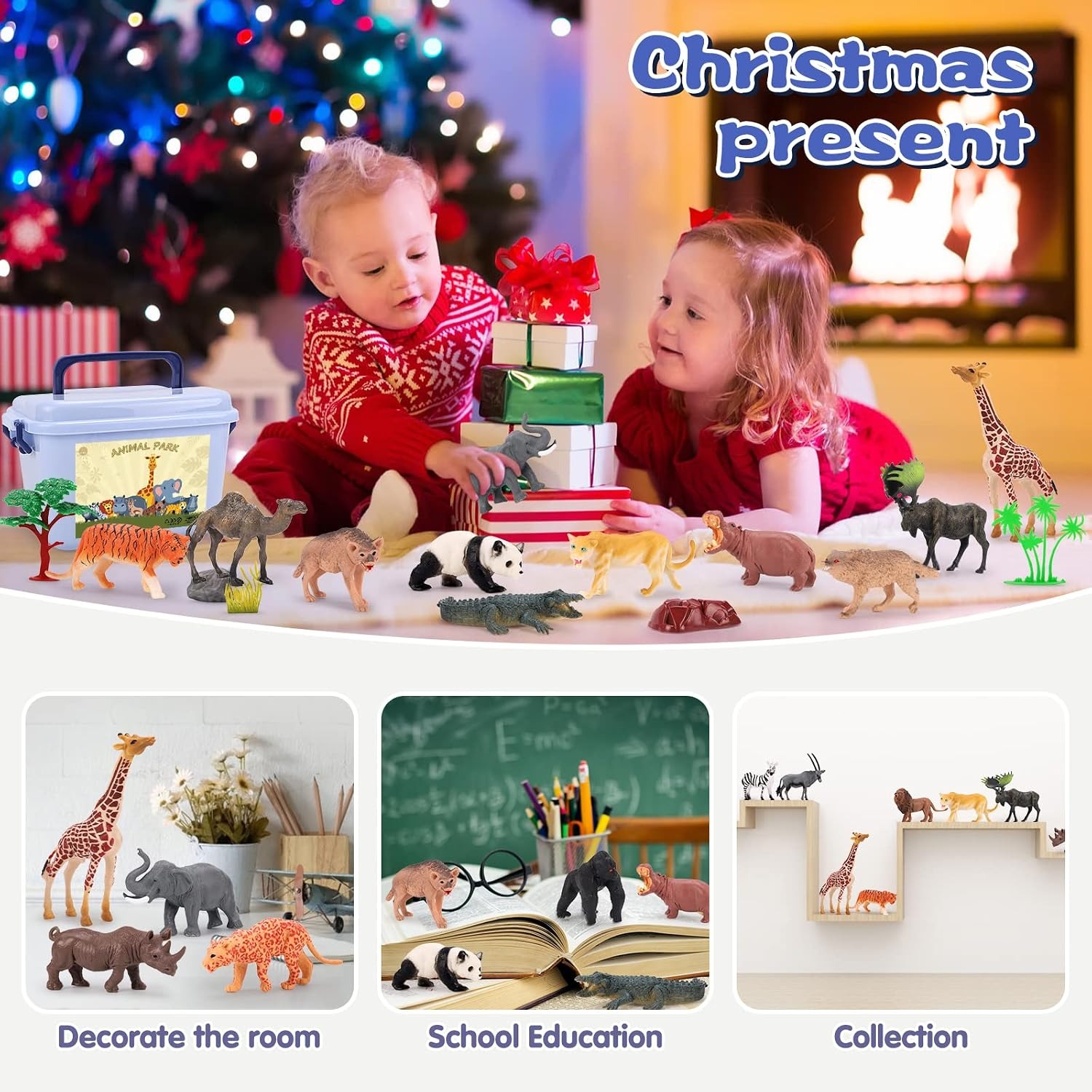 Safari Animal Figures Set, 42 Pieces with Storage Box: image 6