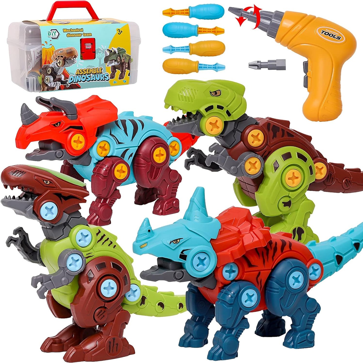 Take Apart Dinosaur Set with Electric Drill (4 Dinosaurs)