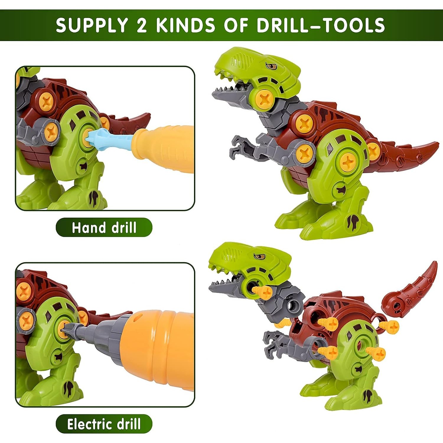 Take Apart Dinosaur Set with Electric Drill (4 Dinosaurs): image 2