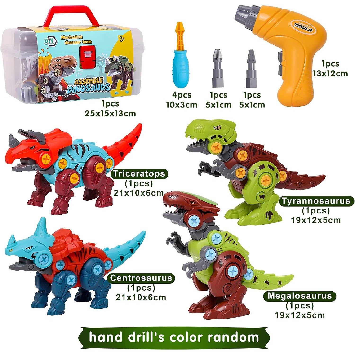 Take Apart Dinosaur Set with Electric Drill (4 Dinosaurs): image 6