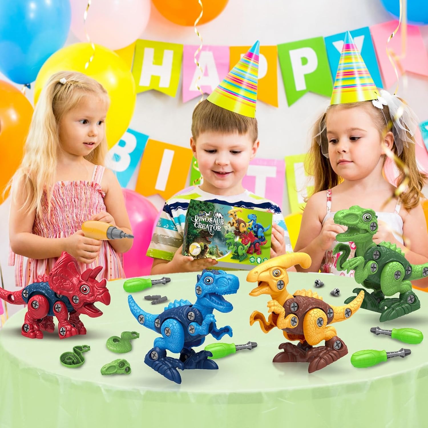 Take Apart Dinosaur Toys with Electric Drill, 4 Pack STEM Building Set: image 7
