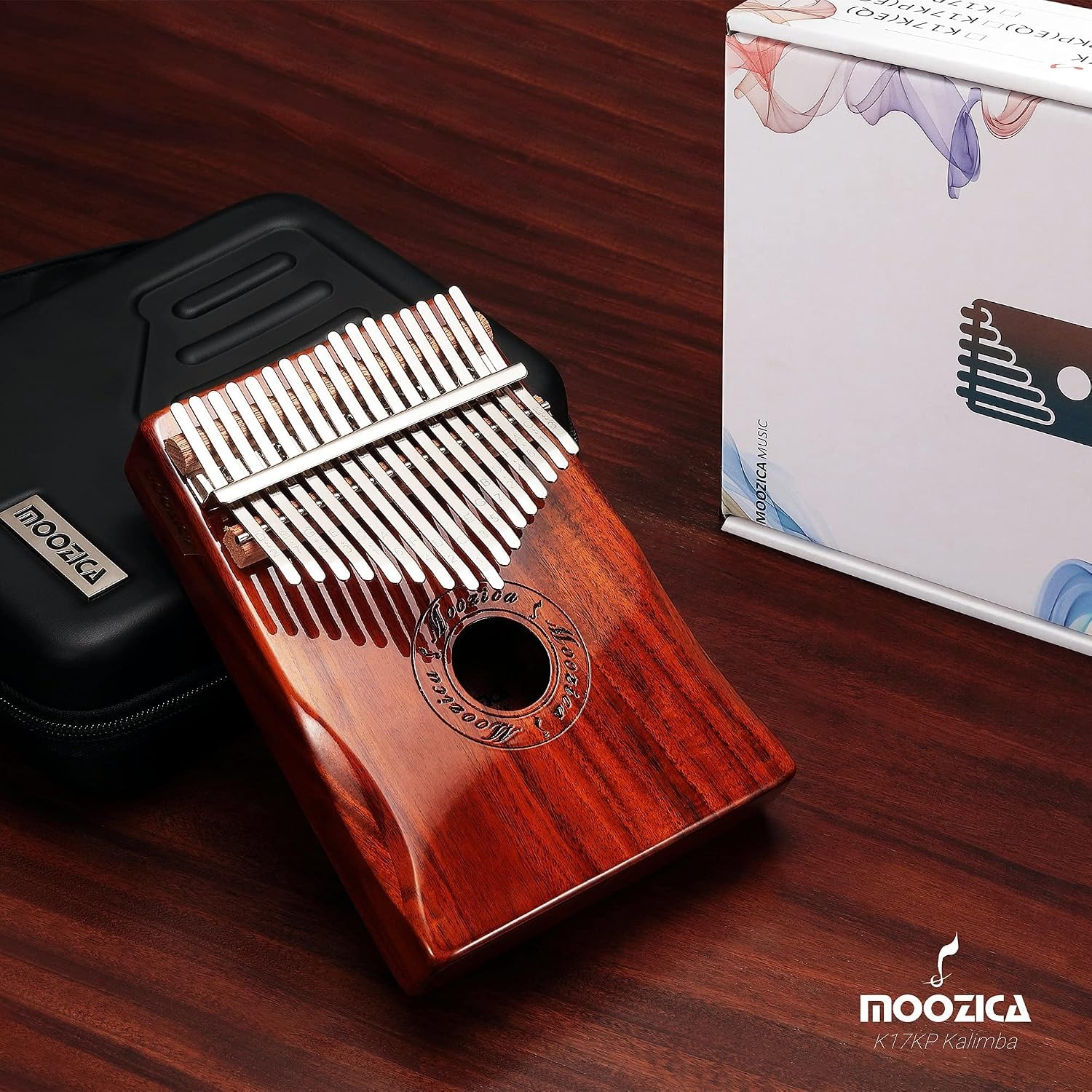 17 Key Koa Wood Kalimba Thumb Piano with Hard Case