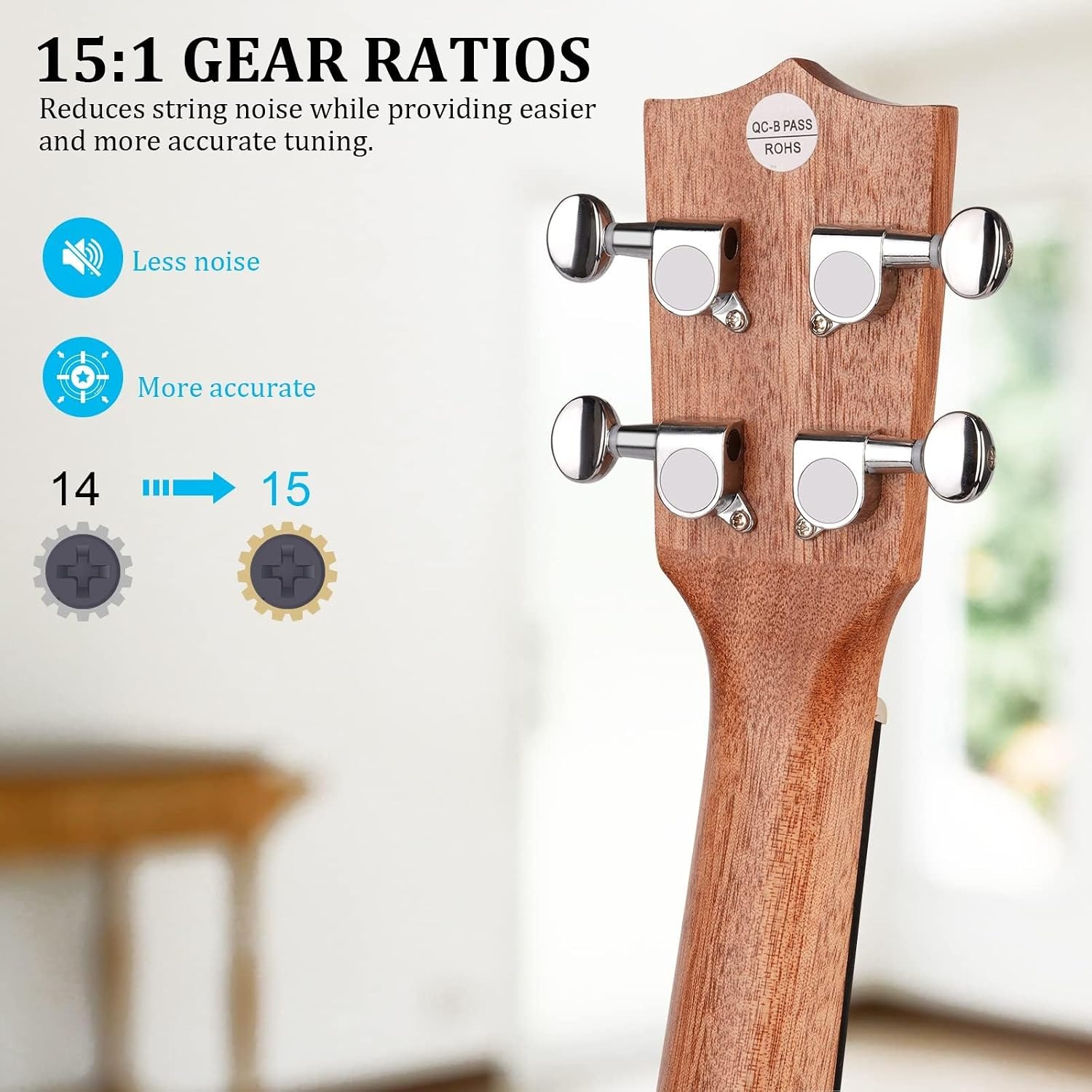 Sapele 21 Inch Soprano Ukulele with Bag and Spare Strings: image 2