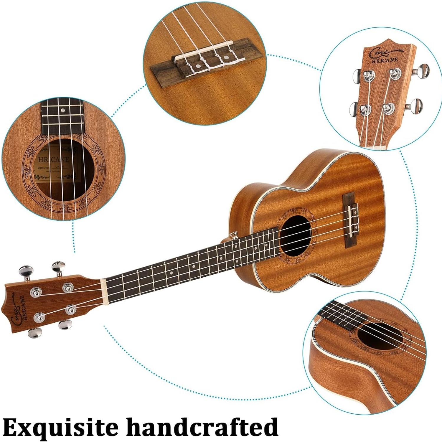 Sapele 21 Inch Soprano Ukulele with Bag and Spare Strings: image 6