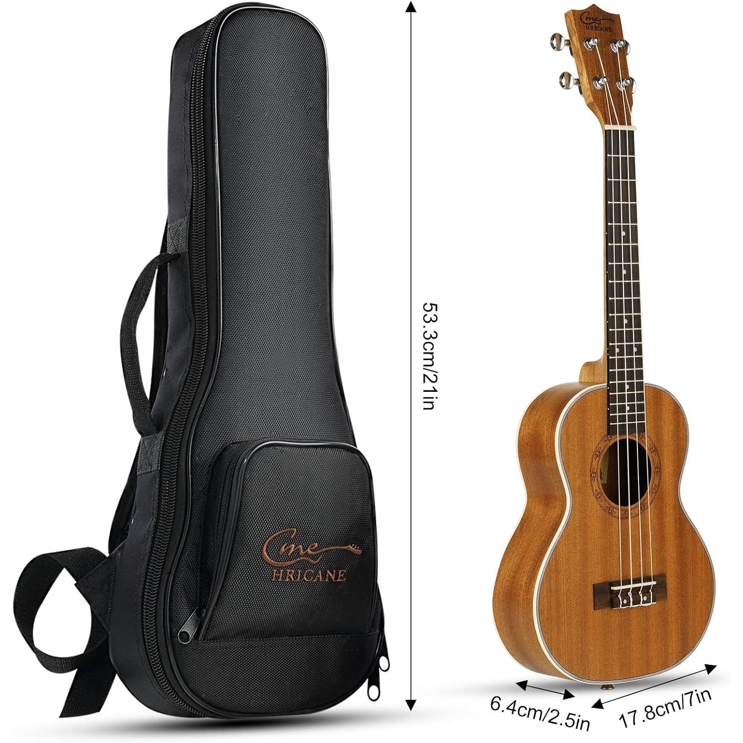 Sapele 21 Inch Soprano Ukulele with Bag and Spare Strings: image 7