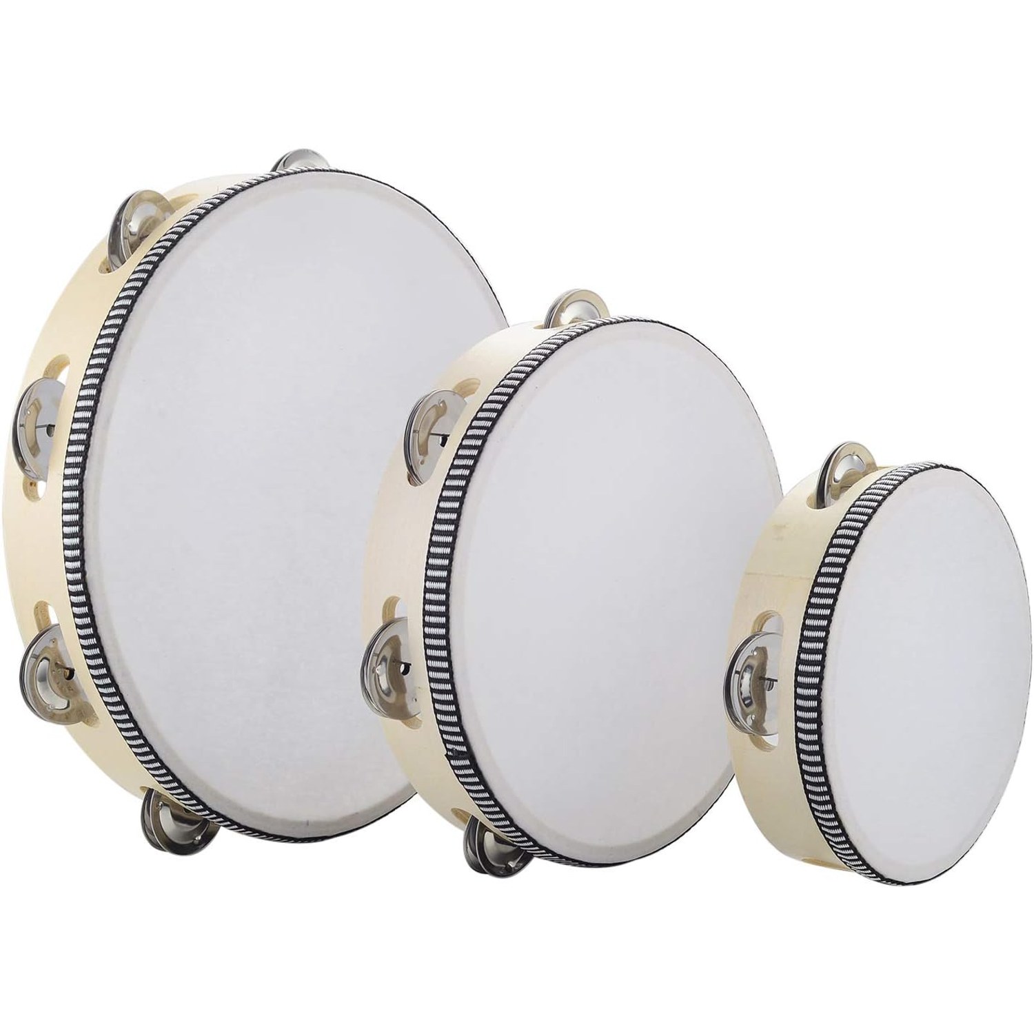 6 Inch Birch Wood Tambourine with Metal Jingles: image 7