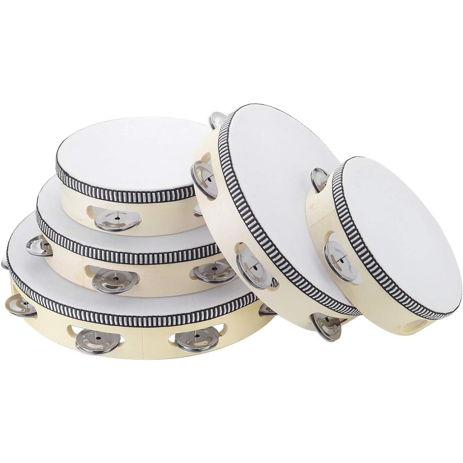 6 Inch Birch Wood Tambourine with Metal Jingles: image 9