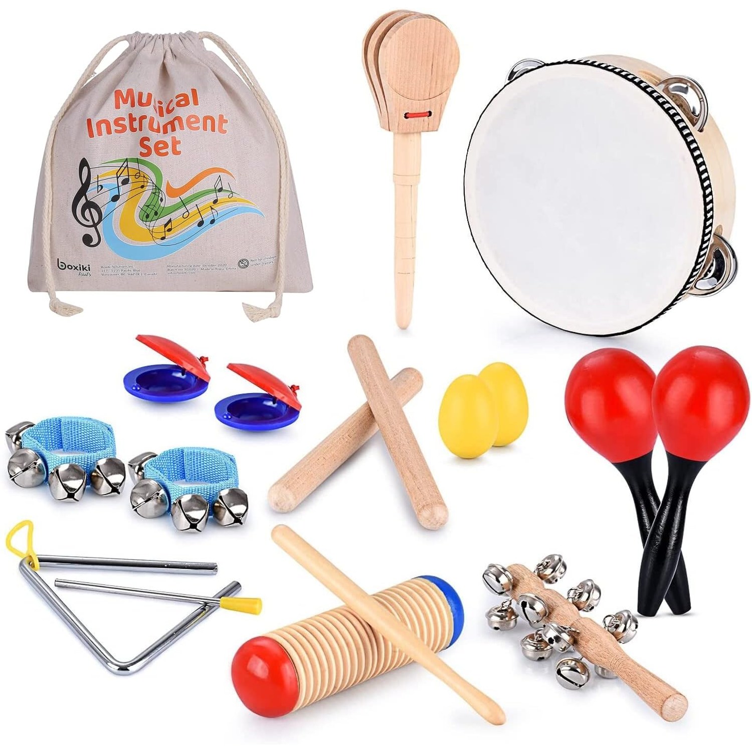 16 Piece Percussion Instrument Set for Kids