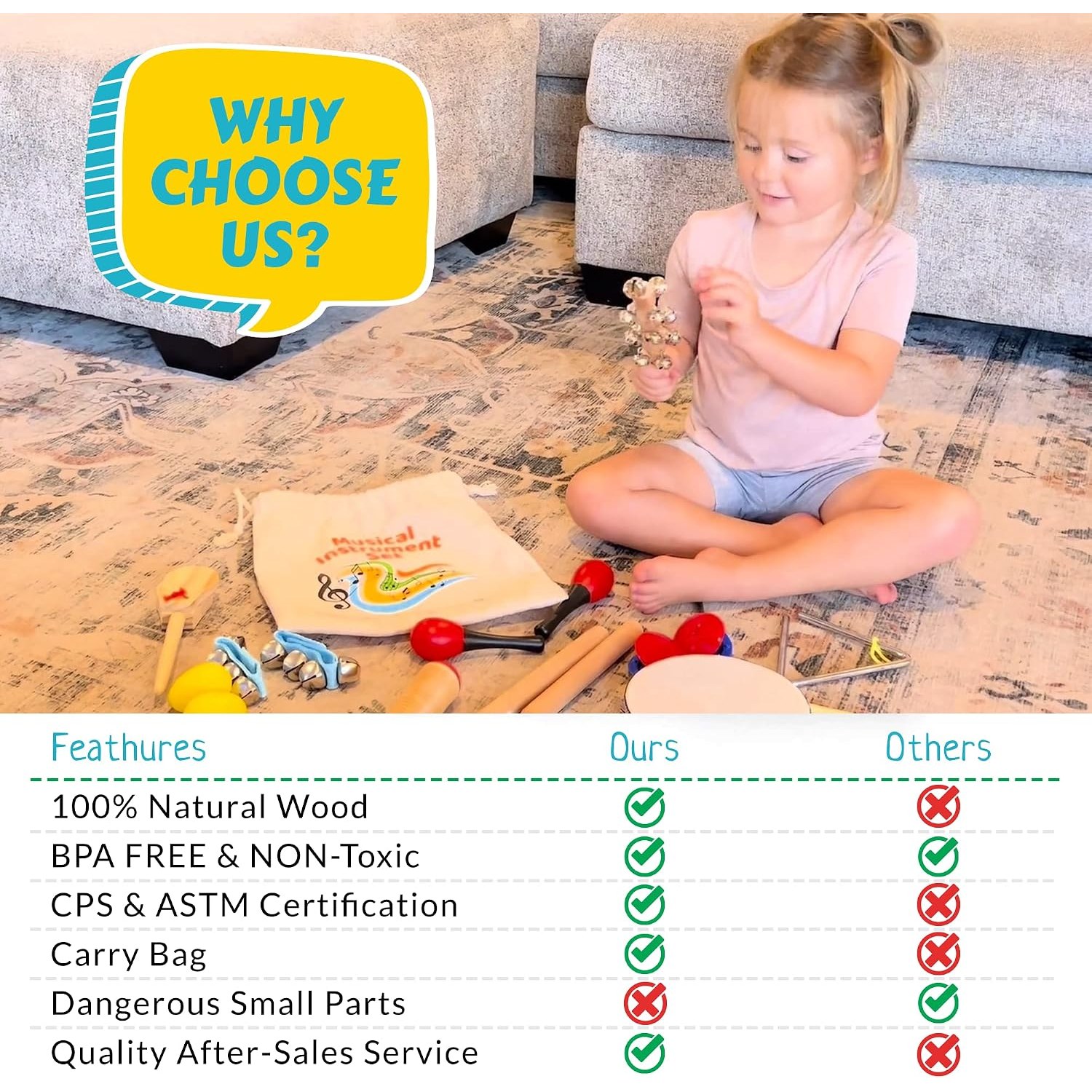 16 Piece Percussion Instrument Set for Kids: image 3