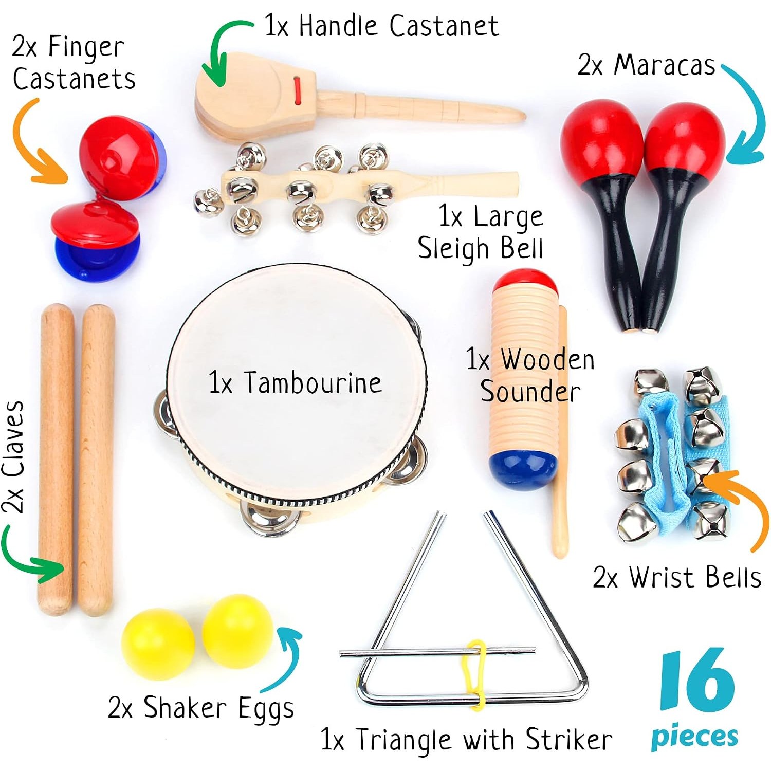 16 Piece Percussion Instrument Set for Kids: image 5