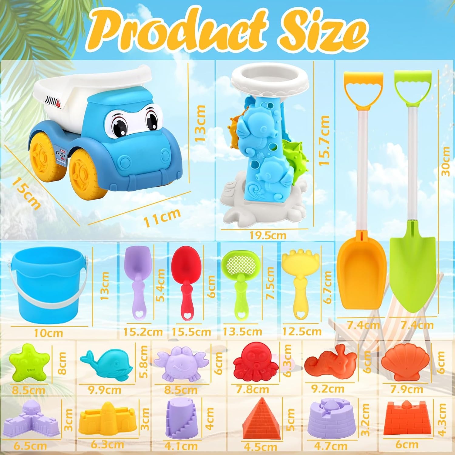 20 Piece Beach Sand Toy Set with Mesh Carry Bag: image 2