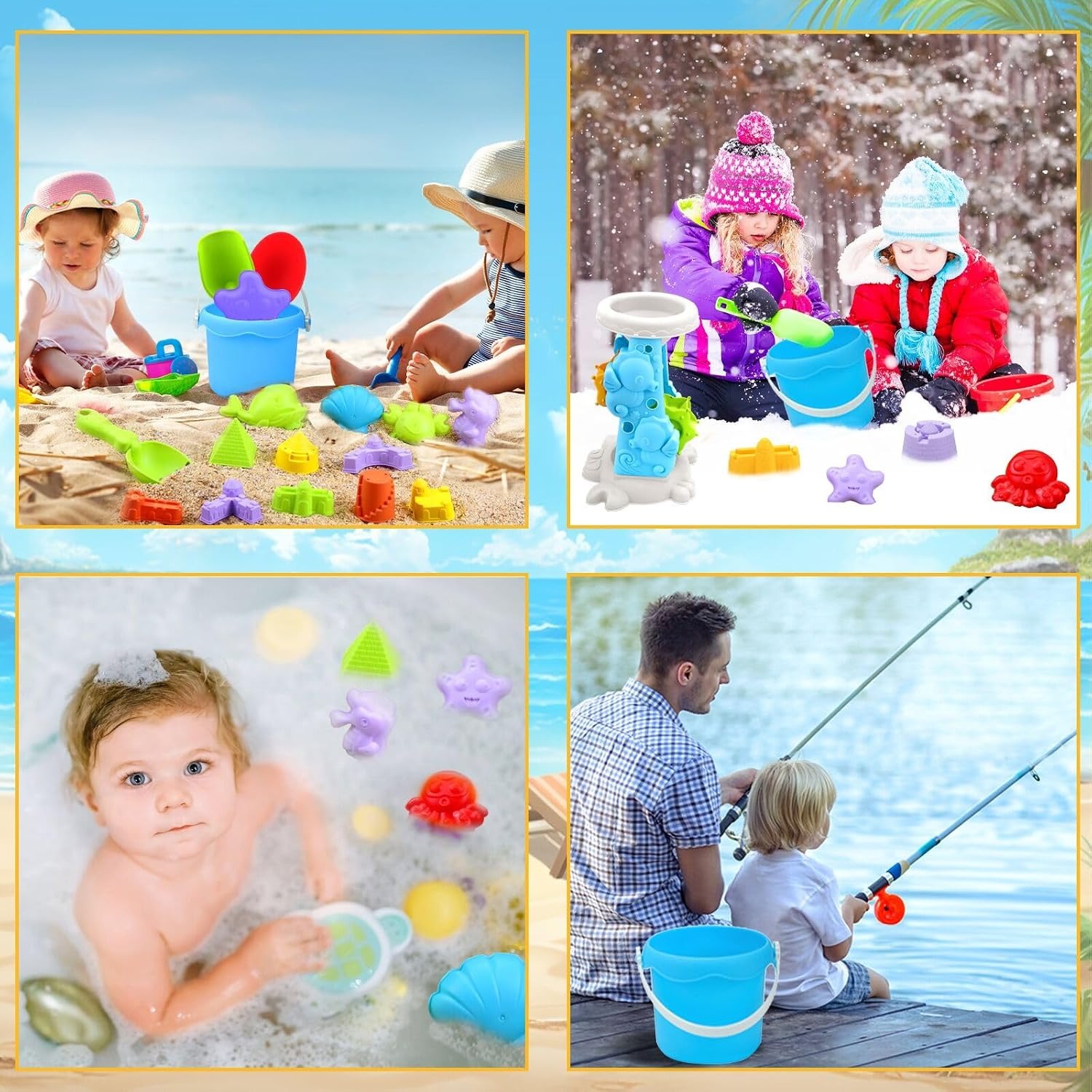 20 Piece Beach Sand Toy Set with Mesh Carry Bag: image 4