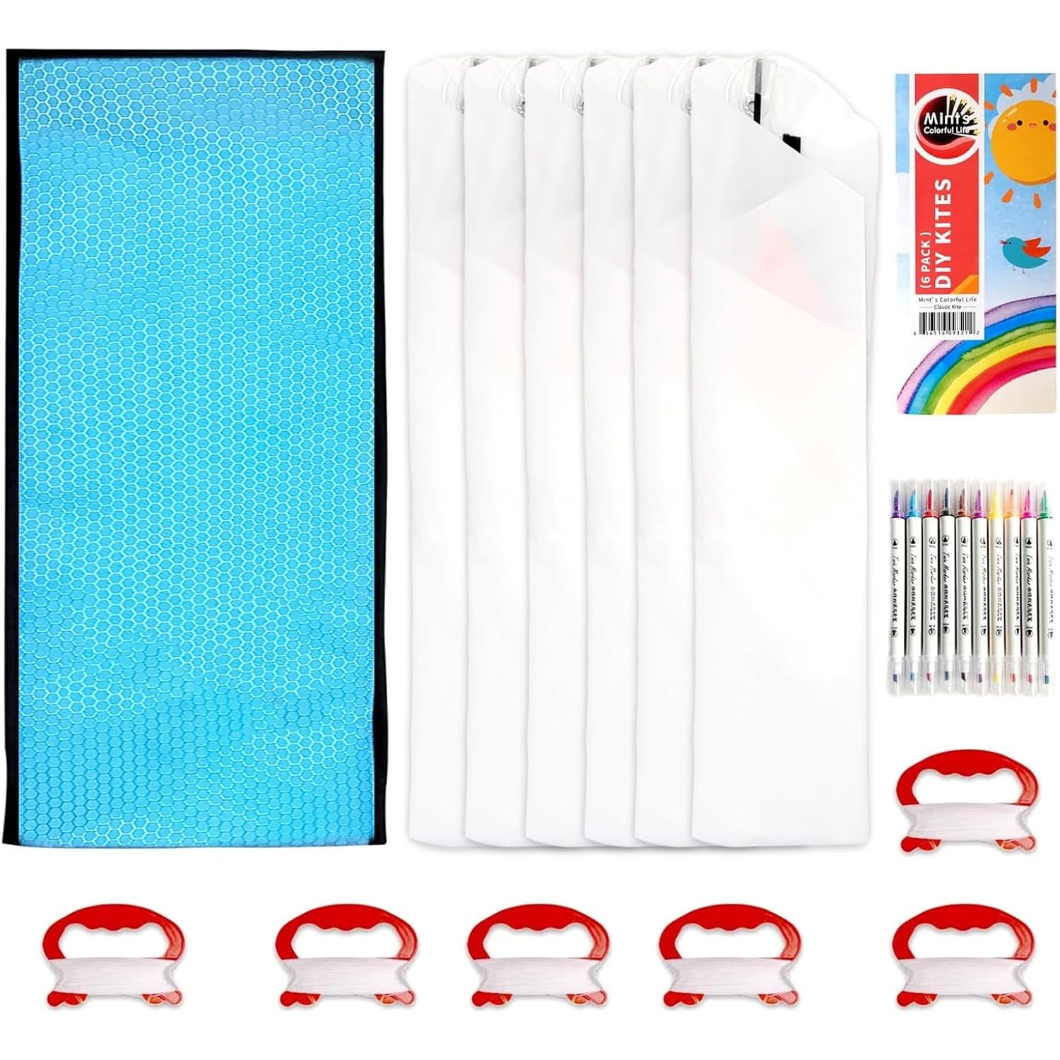 DIY Kite Making Kit, 6 Blank Diamond Kites with Markers: image 2