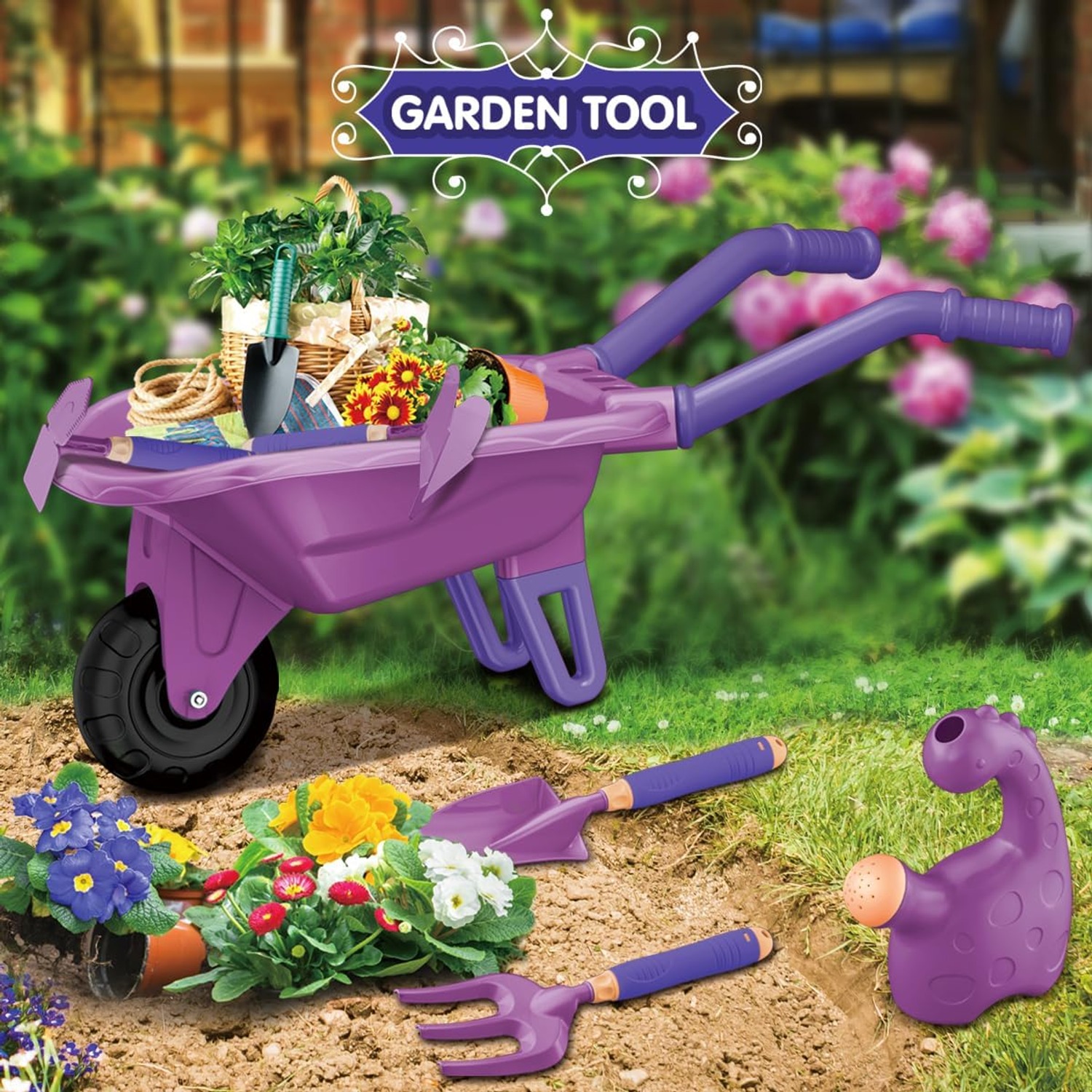 Kids Gardening Set with Wheelbarrow (15 Piece): image 7