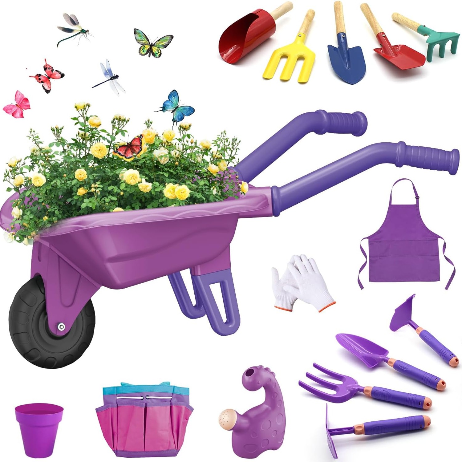 Kids Gardening Set with Wheelbarrow (15 Piece)