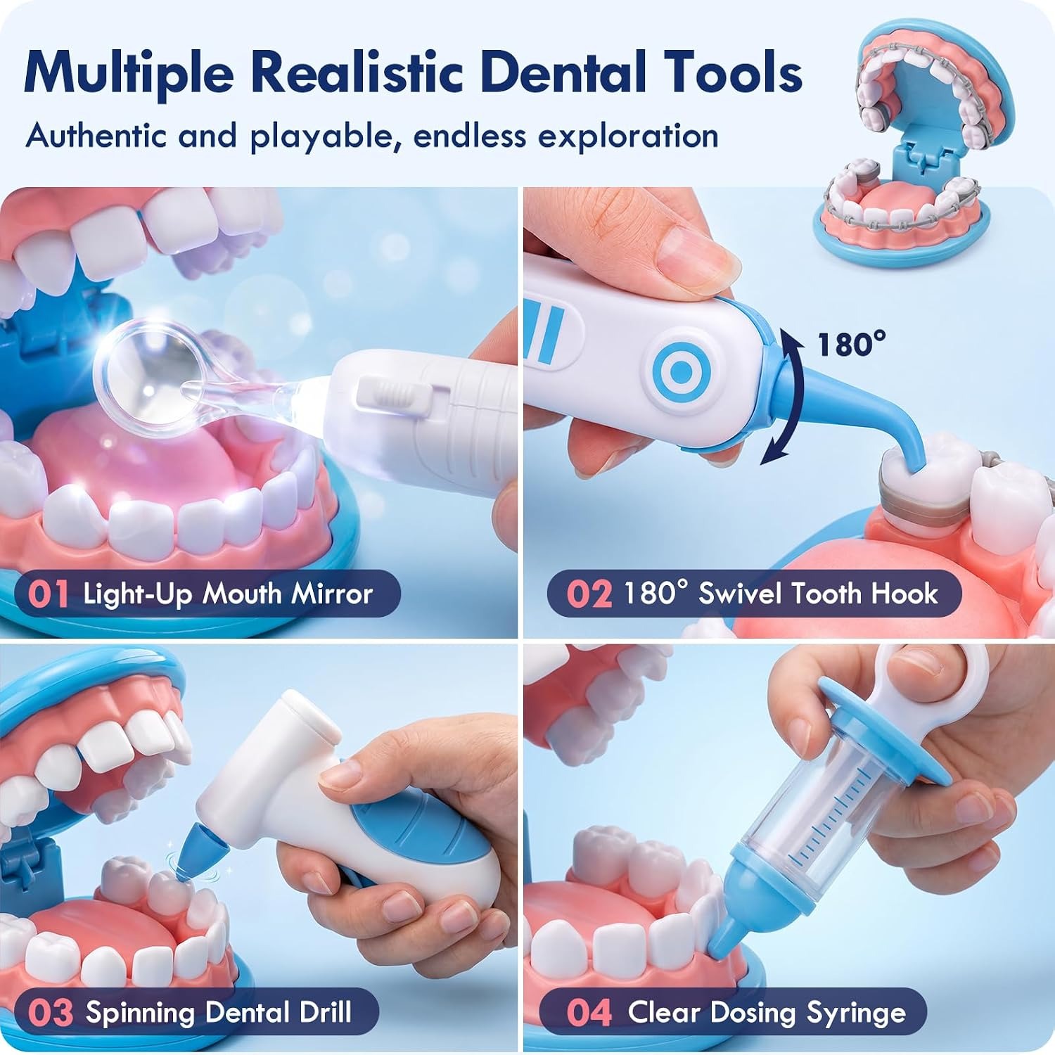 Kids Dentist Play Set with Doctor Costume and Dental Models
