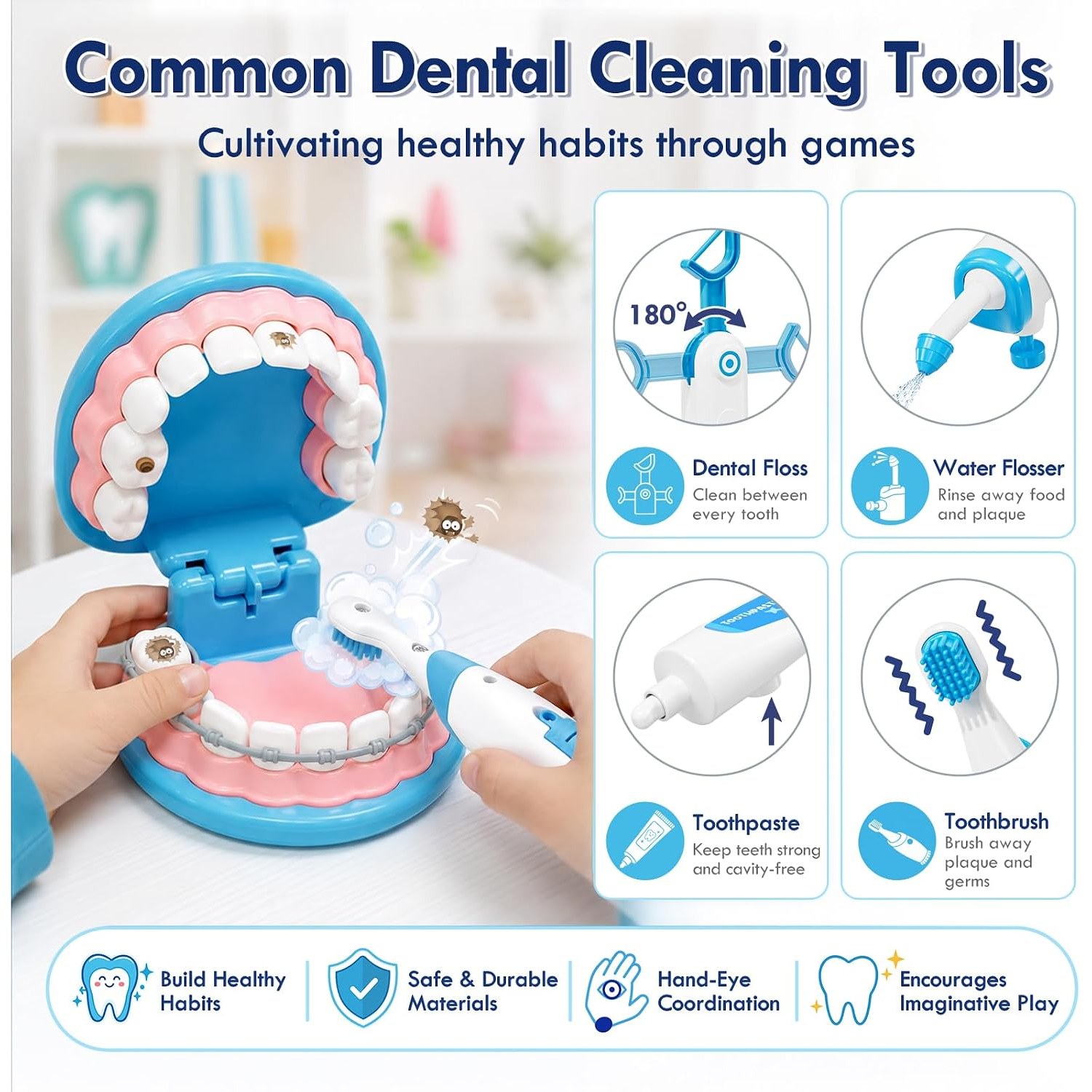 Kids Dentist Play Set with Doctor Costume and Dental Models