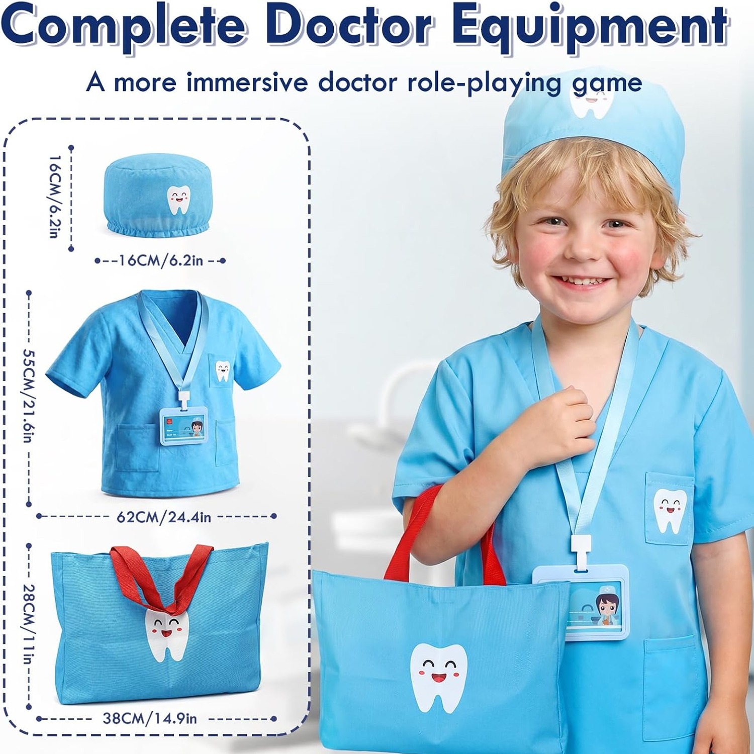 Kids Dentist Play Set with Doctor Costume and Dental Models