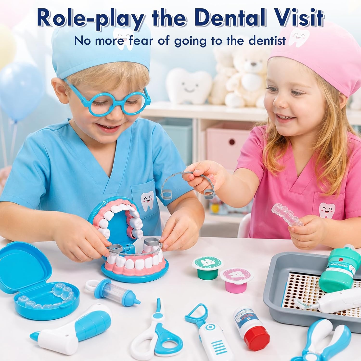 Kids Dentist Play Set with Doctor Costume and Dental Models
