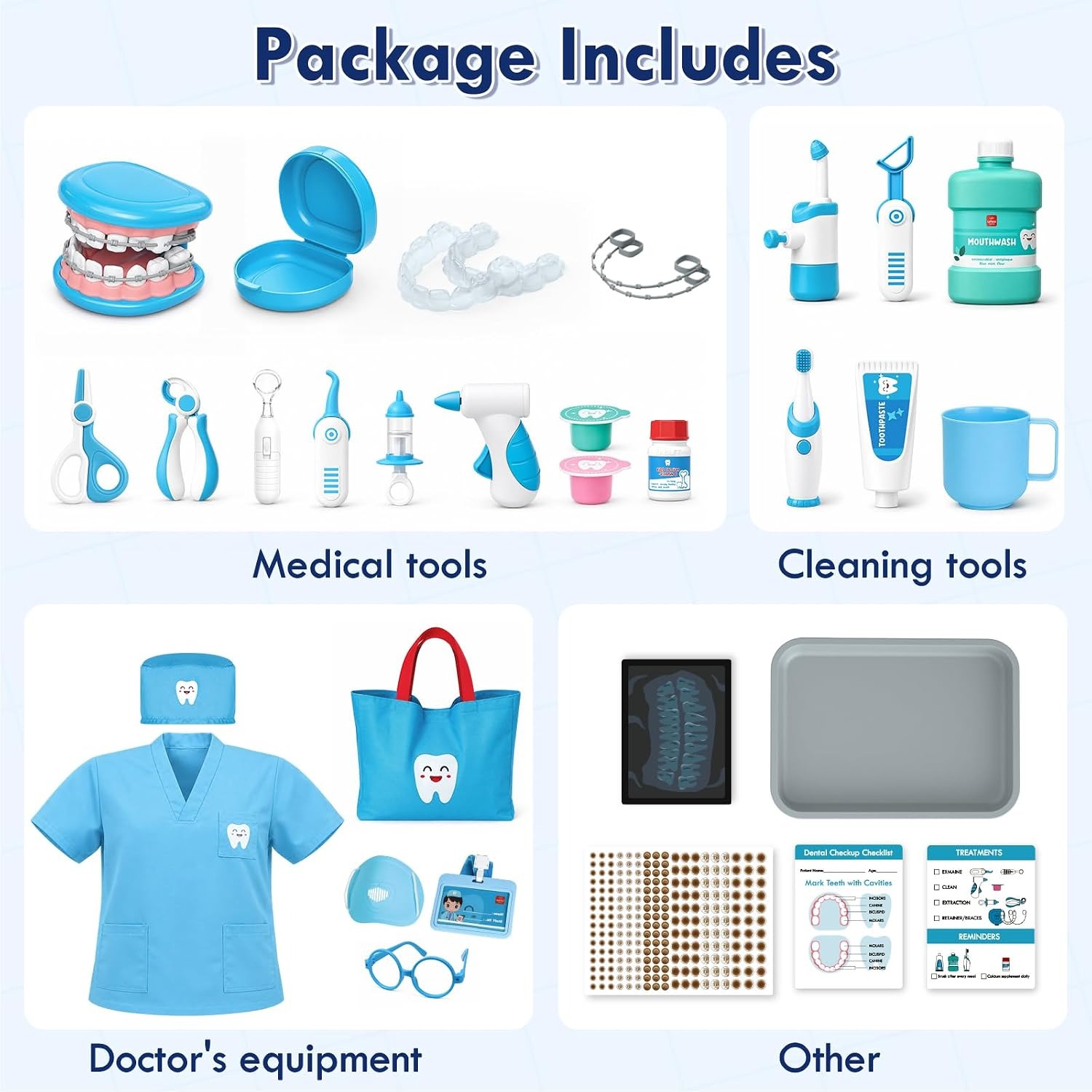 Kids Dentist Play Set with Doctor Costume and Dental Models: image 7