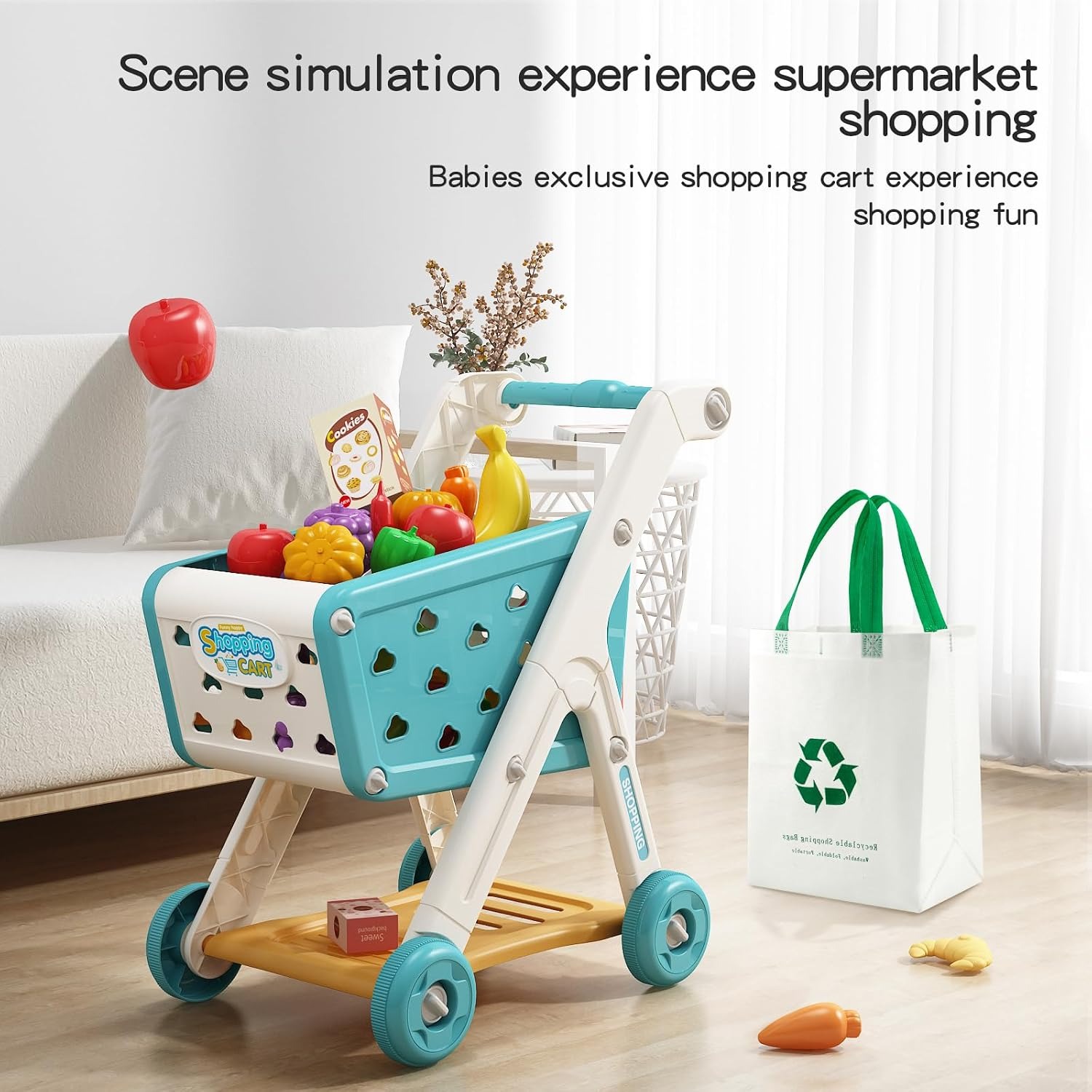 102-Piece Kids Shopping Trolley Play Set