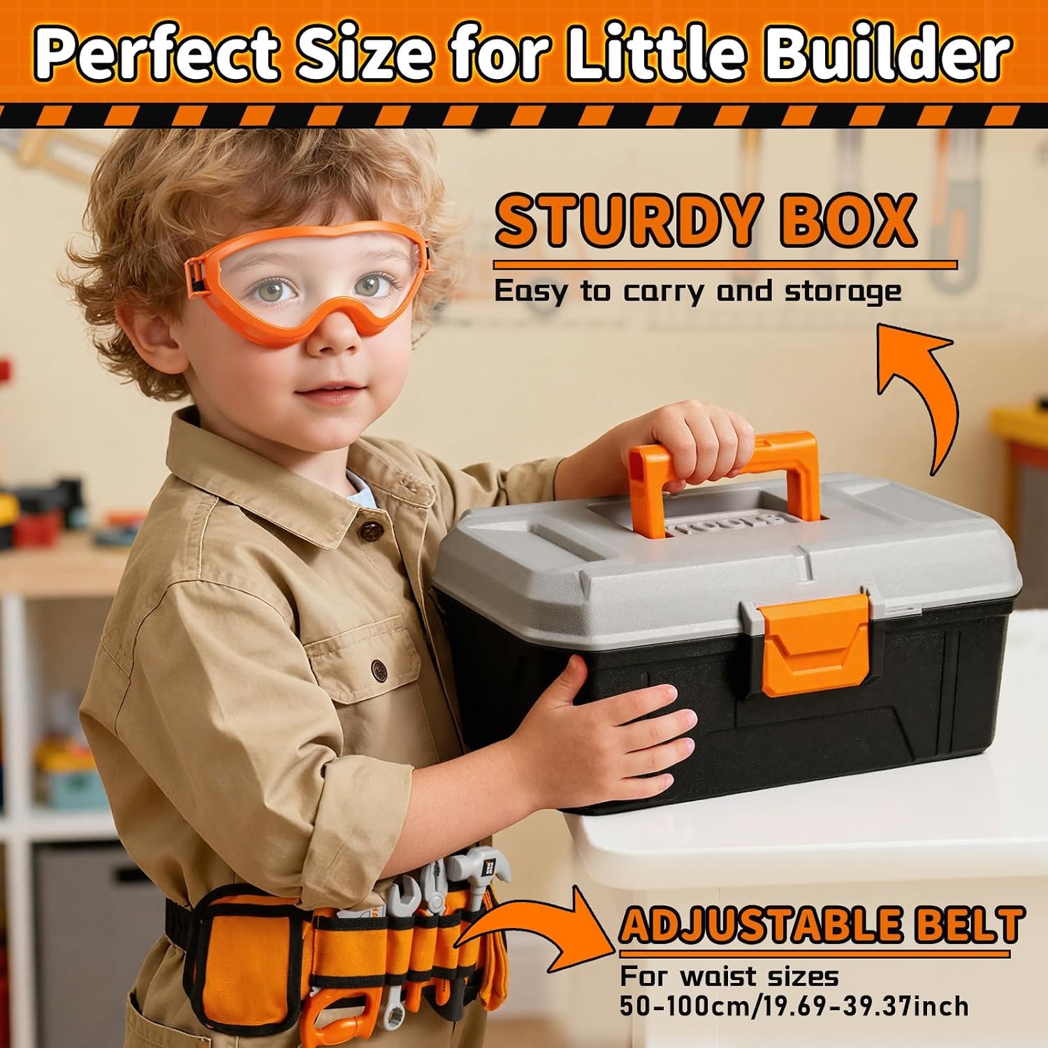 50 Piece Kids Tool Belt and Toy Drill Set