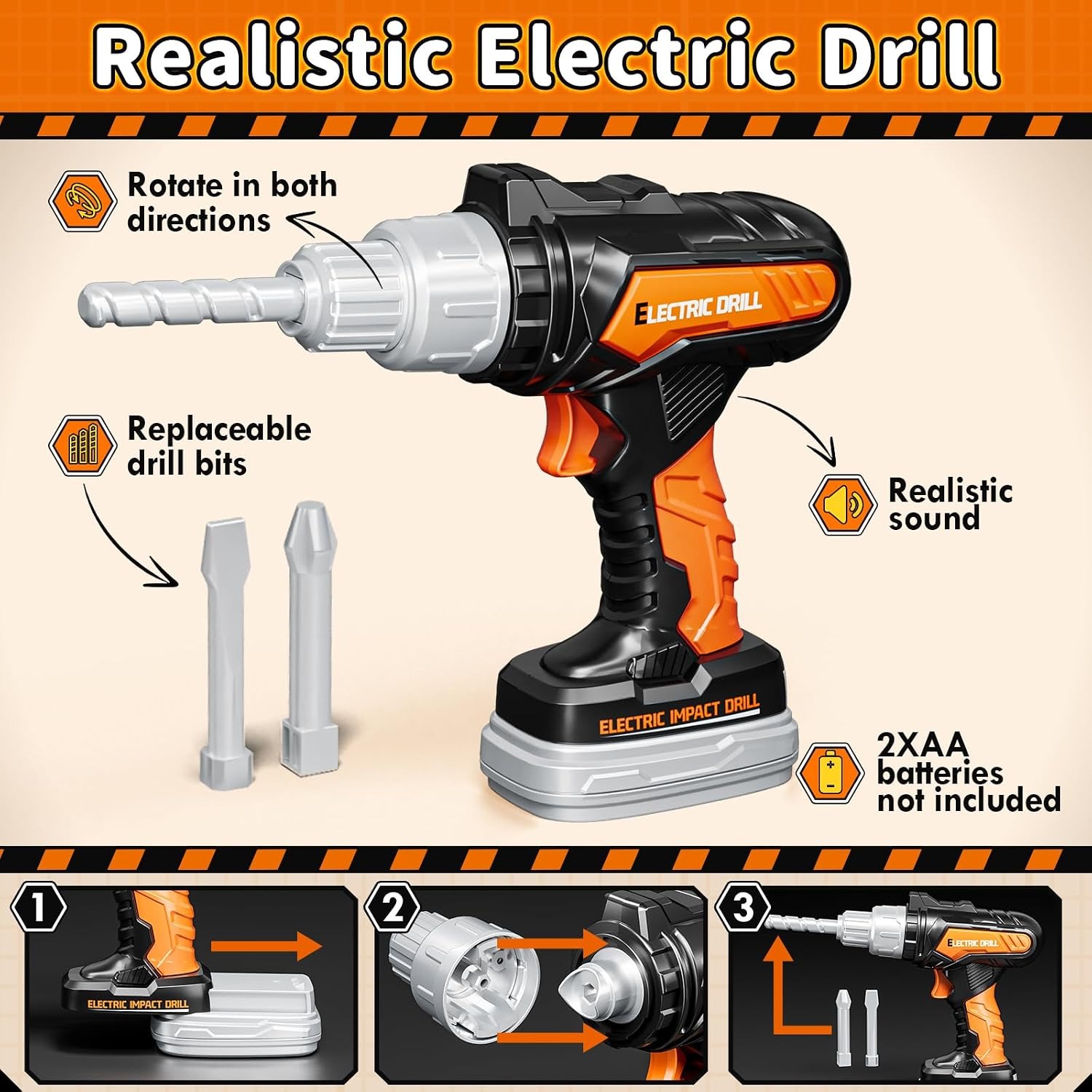 50 Piece Kids Tool Belt and Toy Drill Set