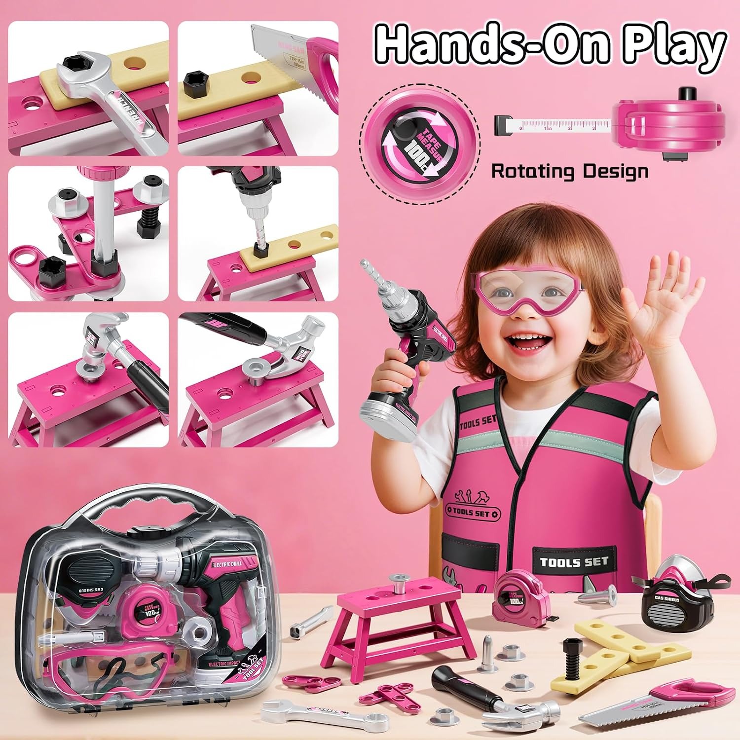 Pink Construction Tool Set with Vest (16 Piece): image 4