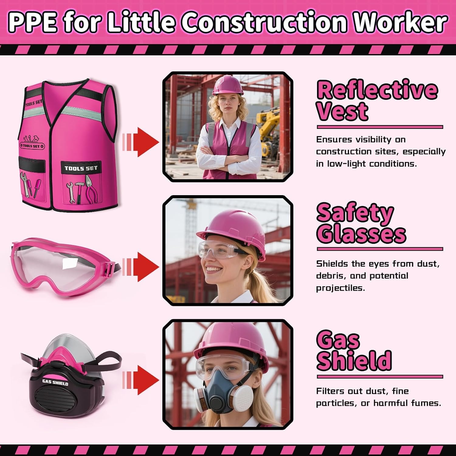 Pink Construction Tool Set with Vest (16 Piece): image 5