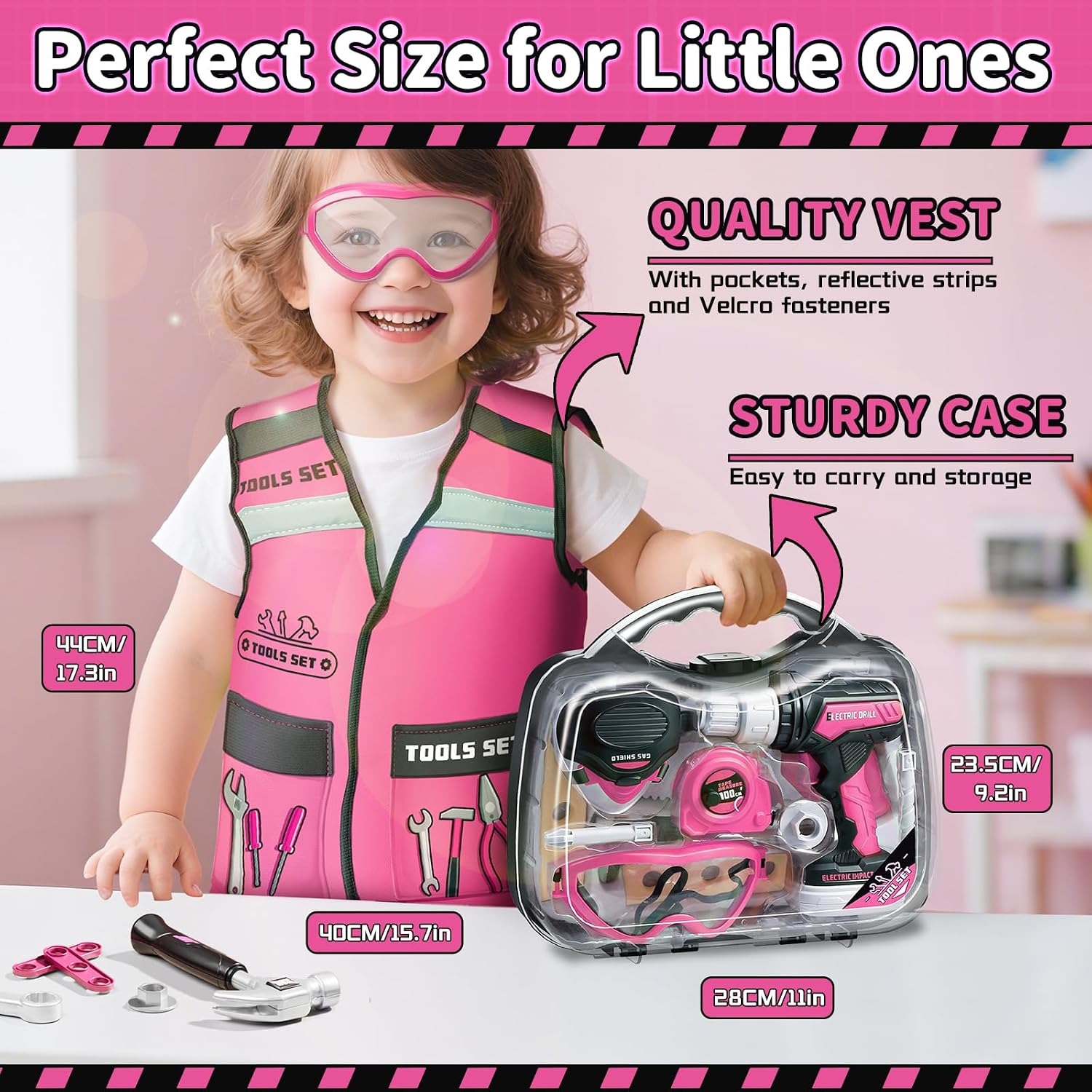 Pink Construction Tool Set with Vest (16 Piece): image 6