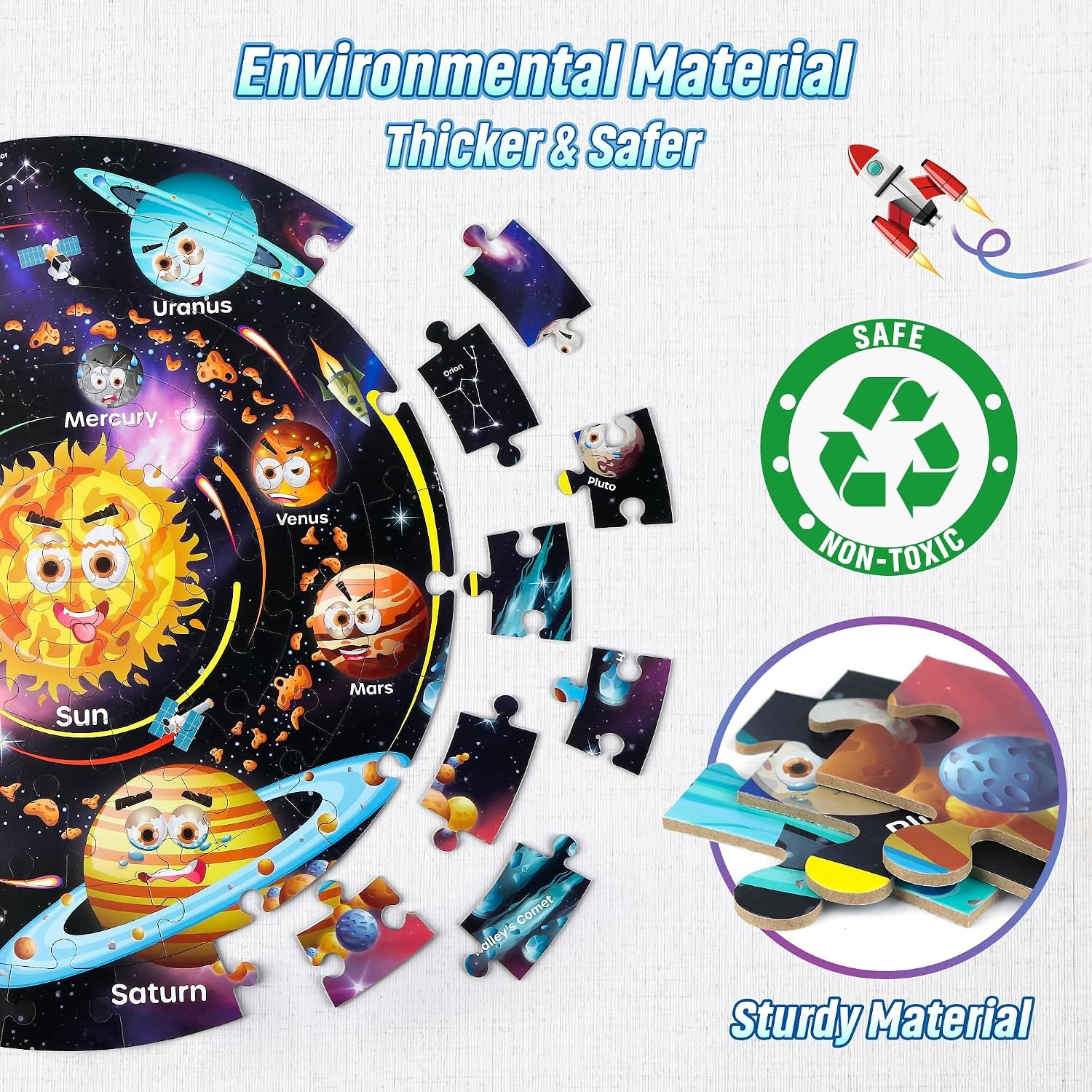 Solar System Floor Puzzle 70-Piece Round Jigsaw for Kids: image 4