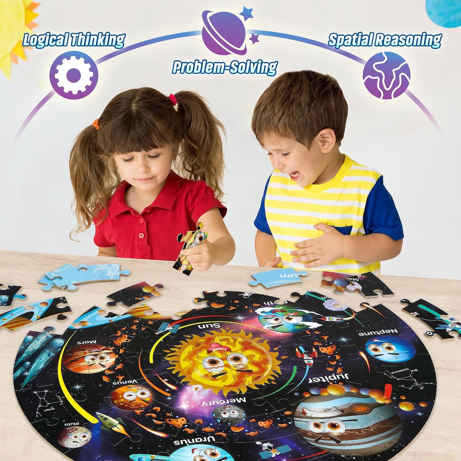 Solar System Floor Puzzle 70-Piece Round Jigsaw for Kids: image 5
