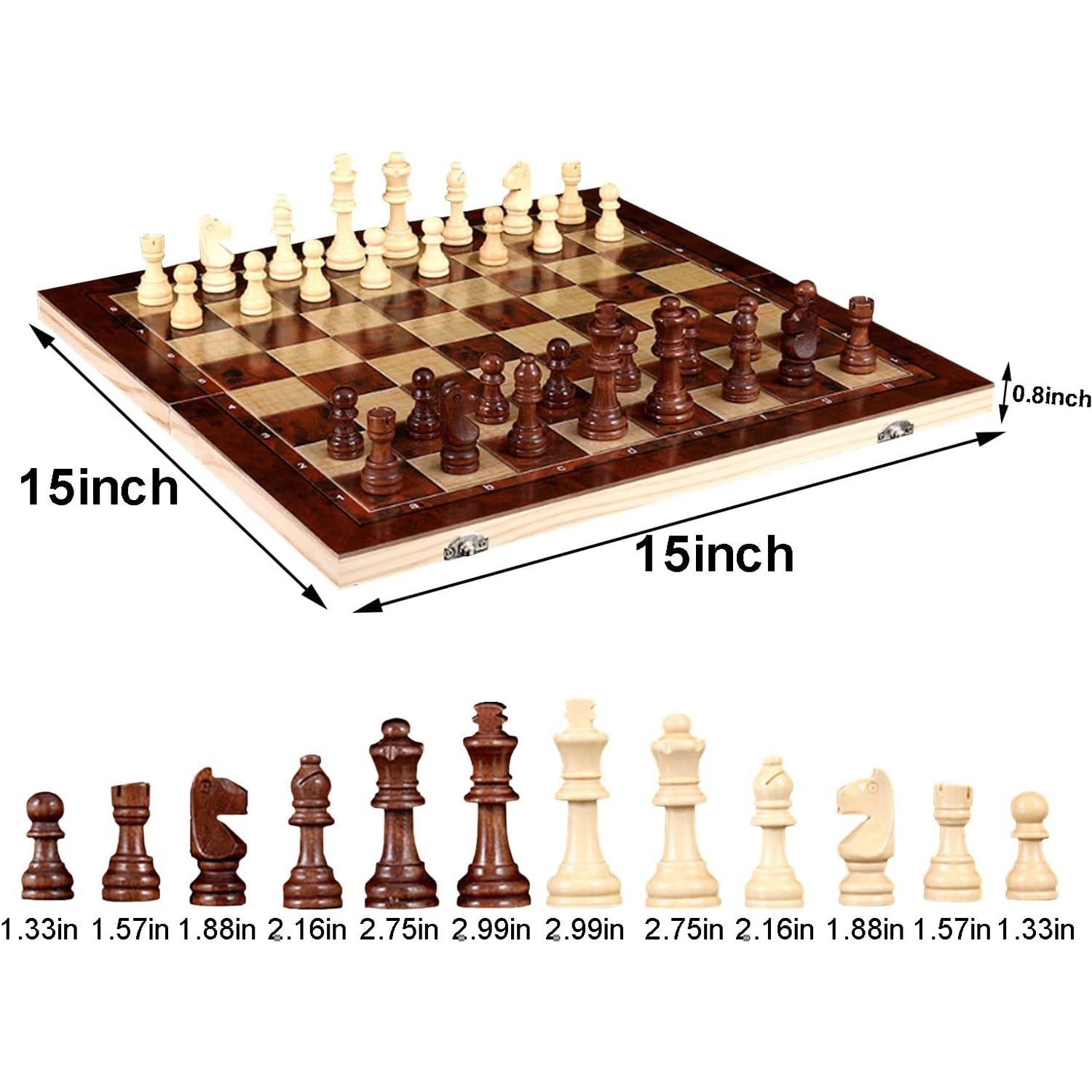 3-in-1 Wooden Chess, Draughts and Backgammon Set