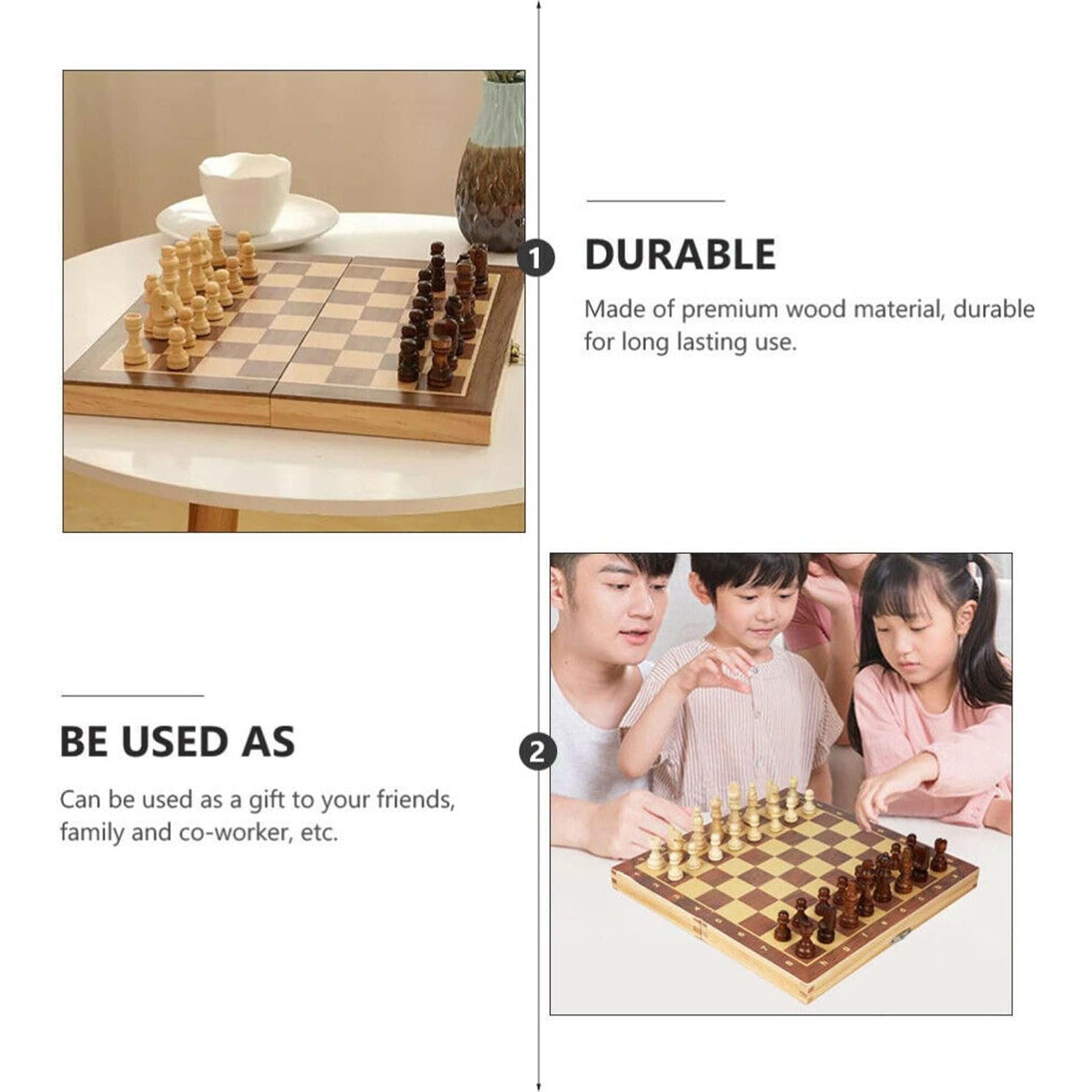 3-in-1 Wooden Chess, Draughts and Backgammon Set: image 7