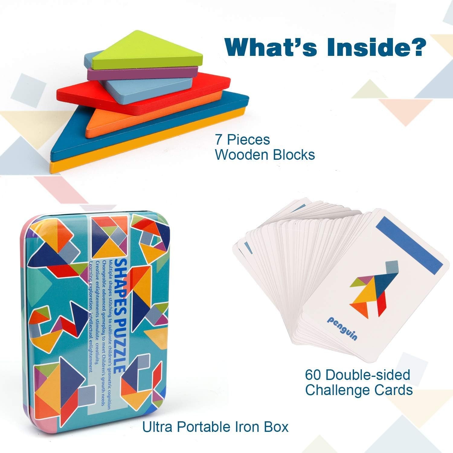 Wooden Tangram Set with 60 Double-Sided Pattern Cards: image 6