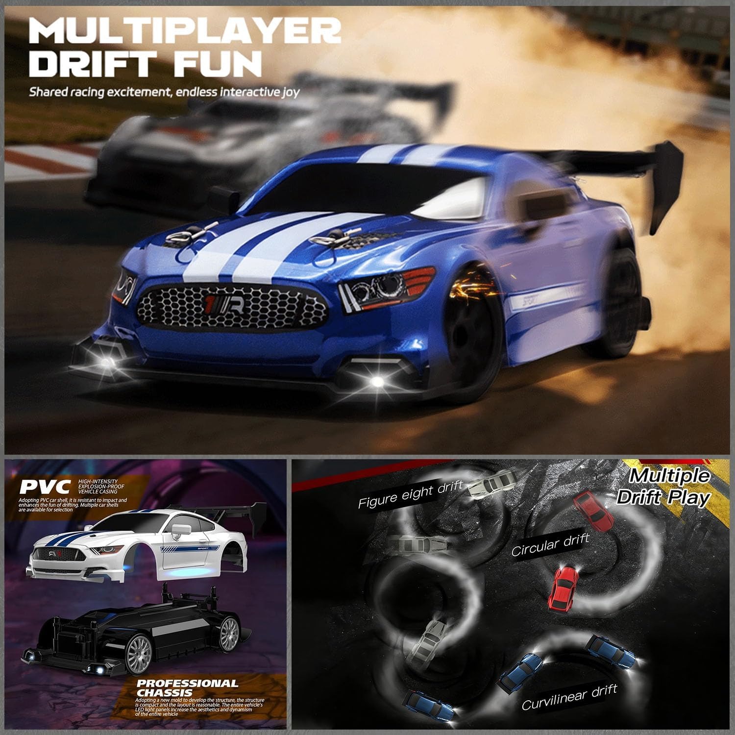 1:24 RC Drift Car with Swappable Racing and Drift Tyres