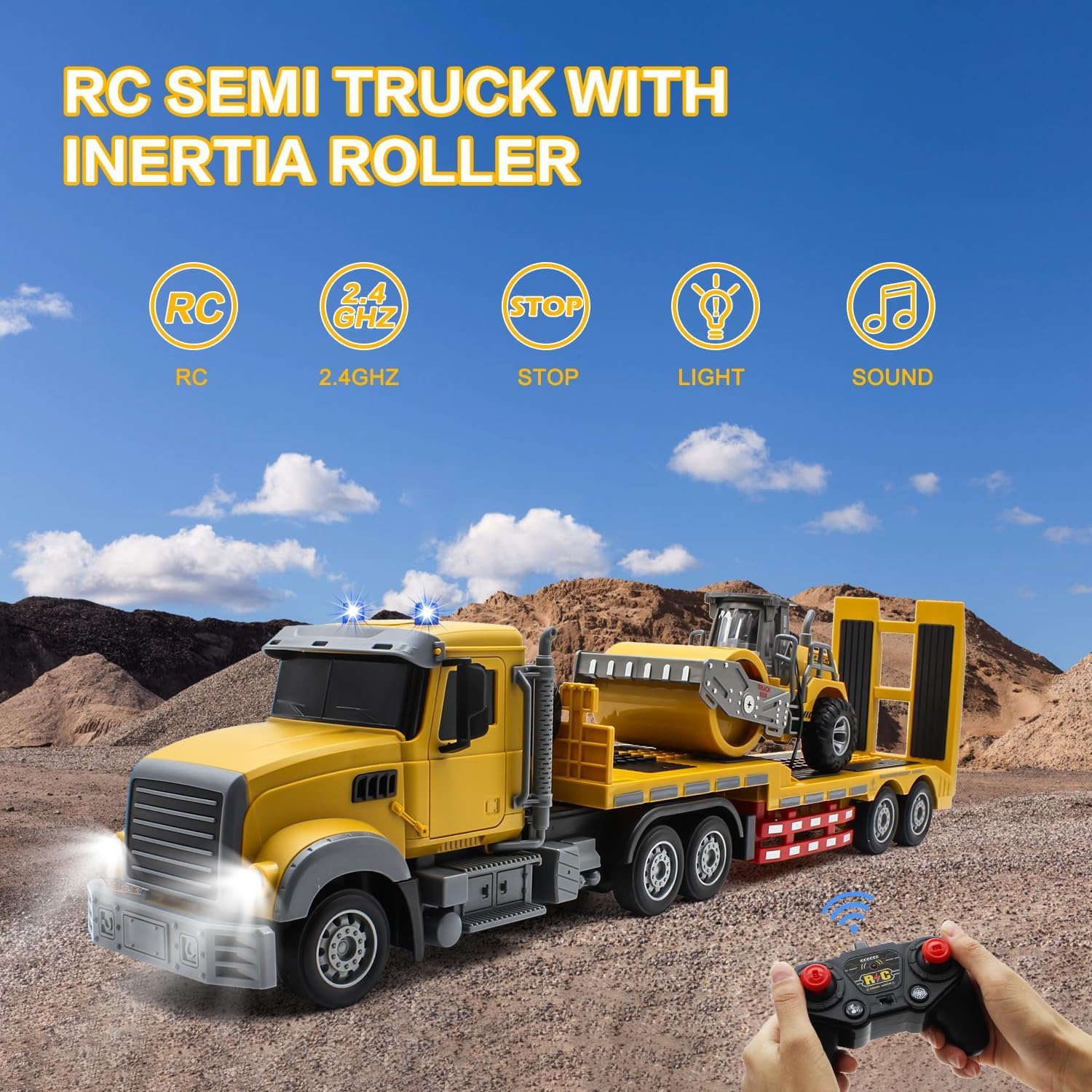 RC Semi Truck with Detachable Flatbed Trailer