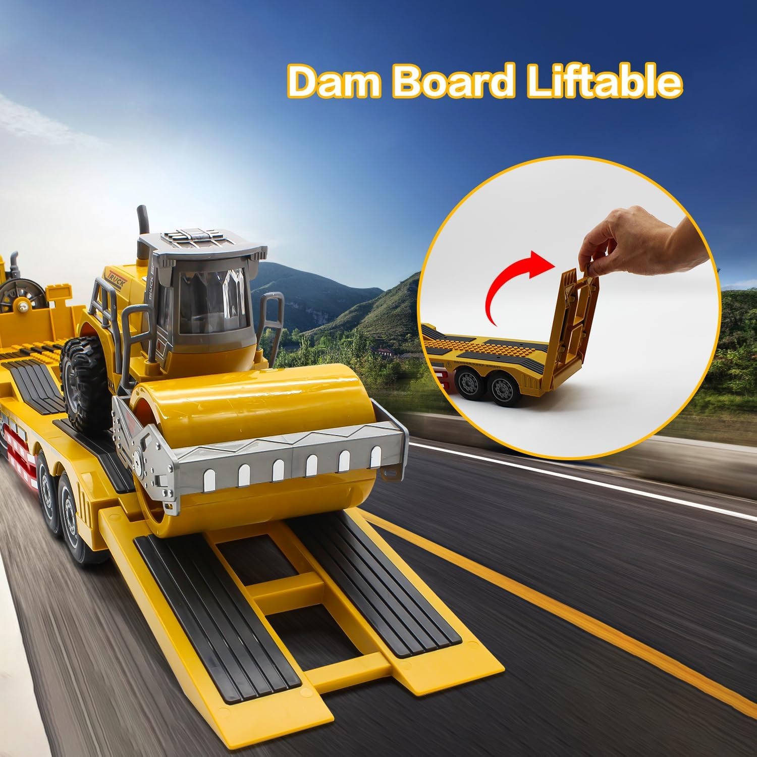 RC Semi Truck with Detachable Flatbed Trailer