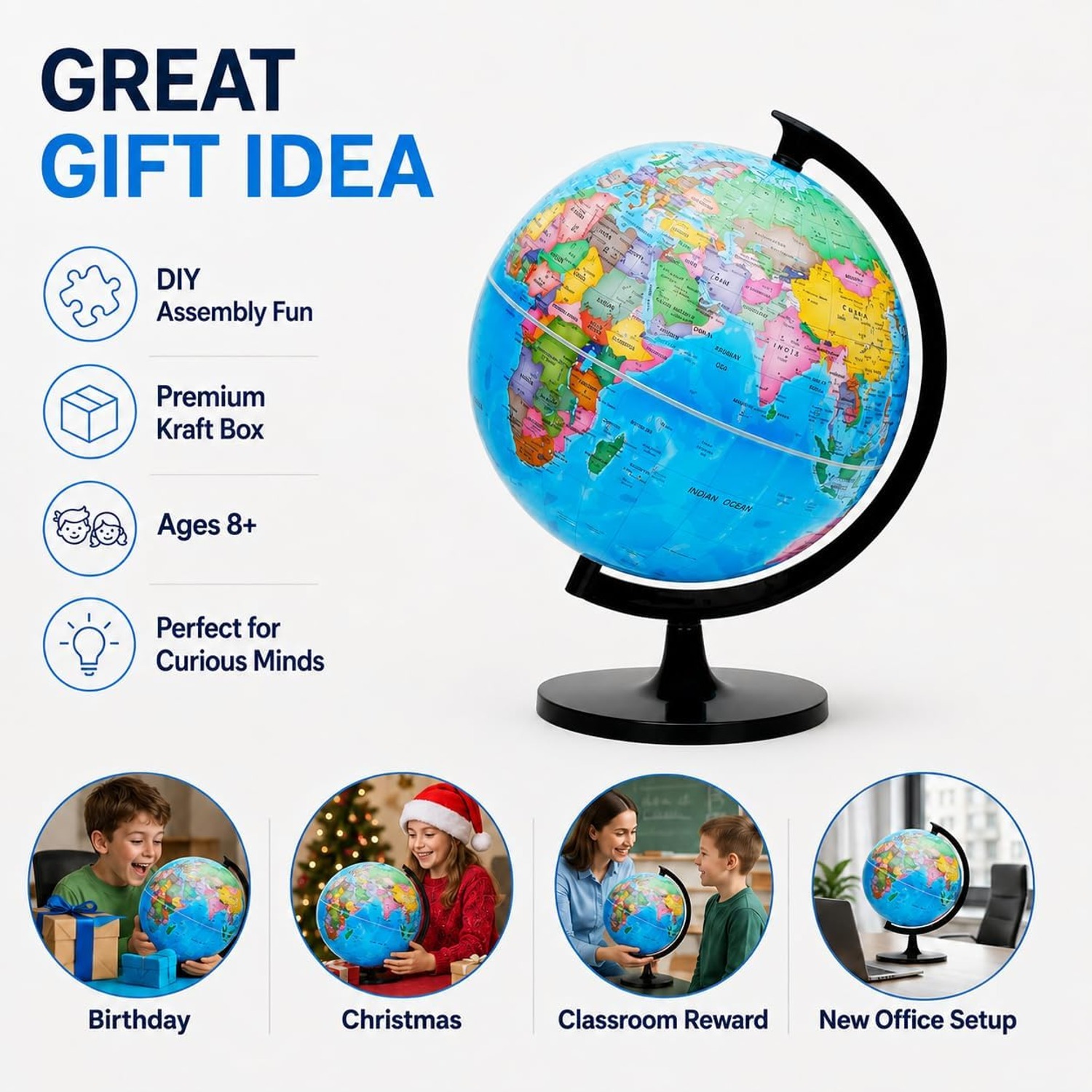 30cm Self-Assembly World Globe: image 7