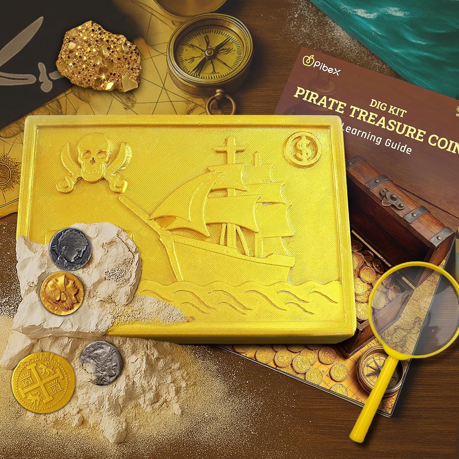 Pirate Treasure Dig Kit with 12 Metal Coin Replicas: image 3