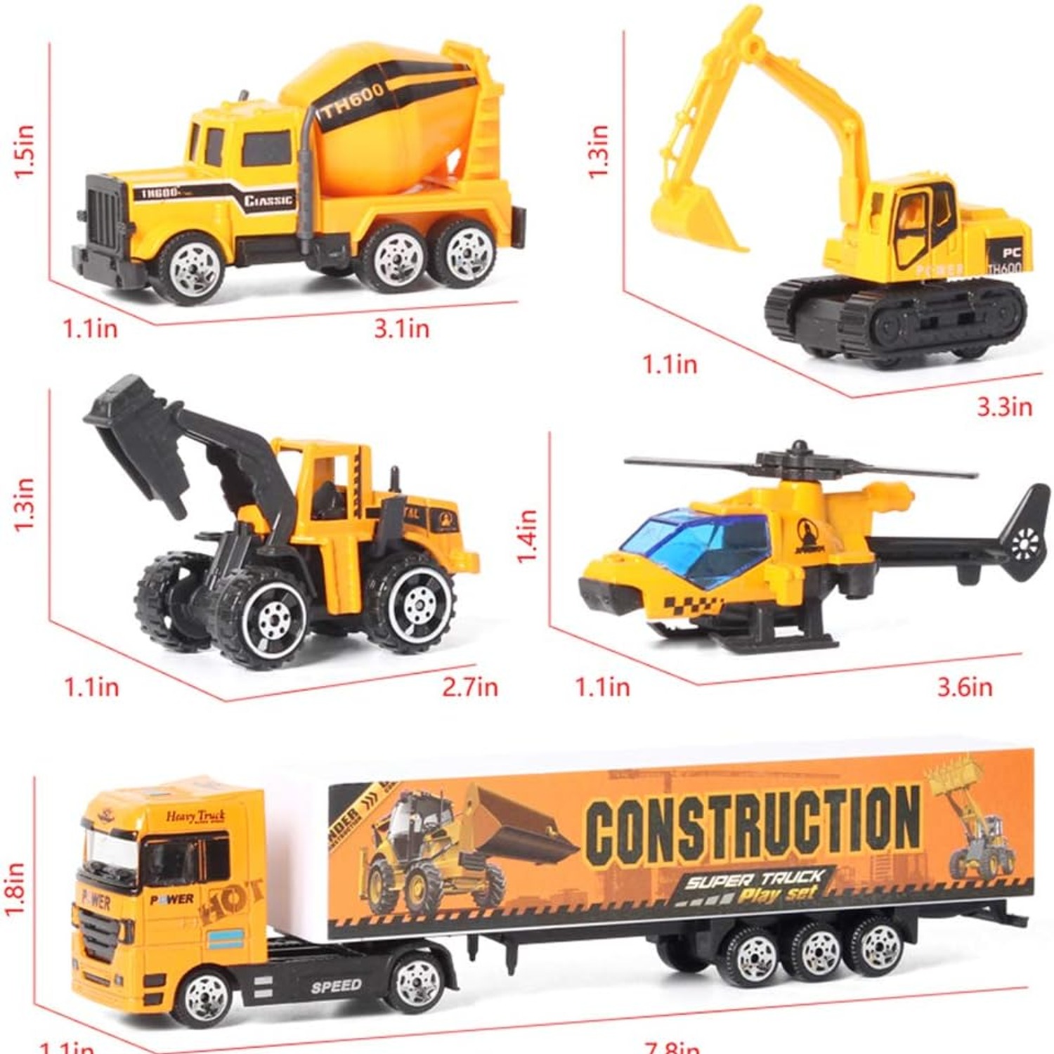 Construction Truck Carrier Set with 11 Die-Cast Vehicles: image 4