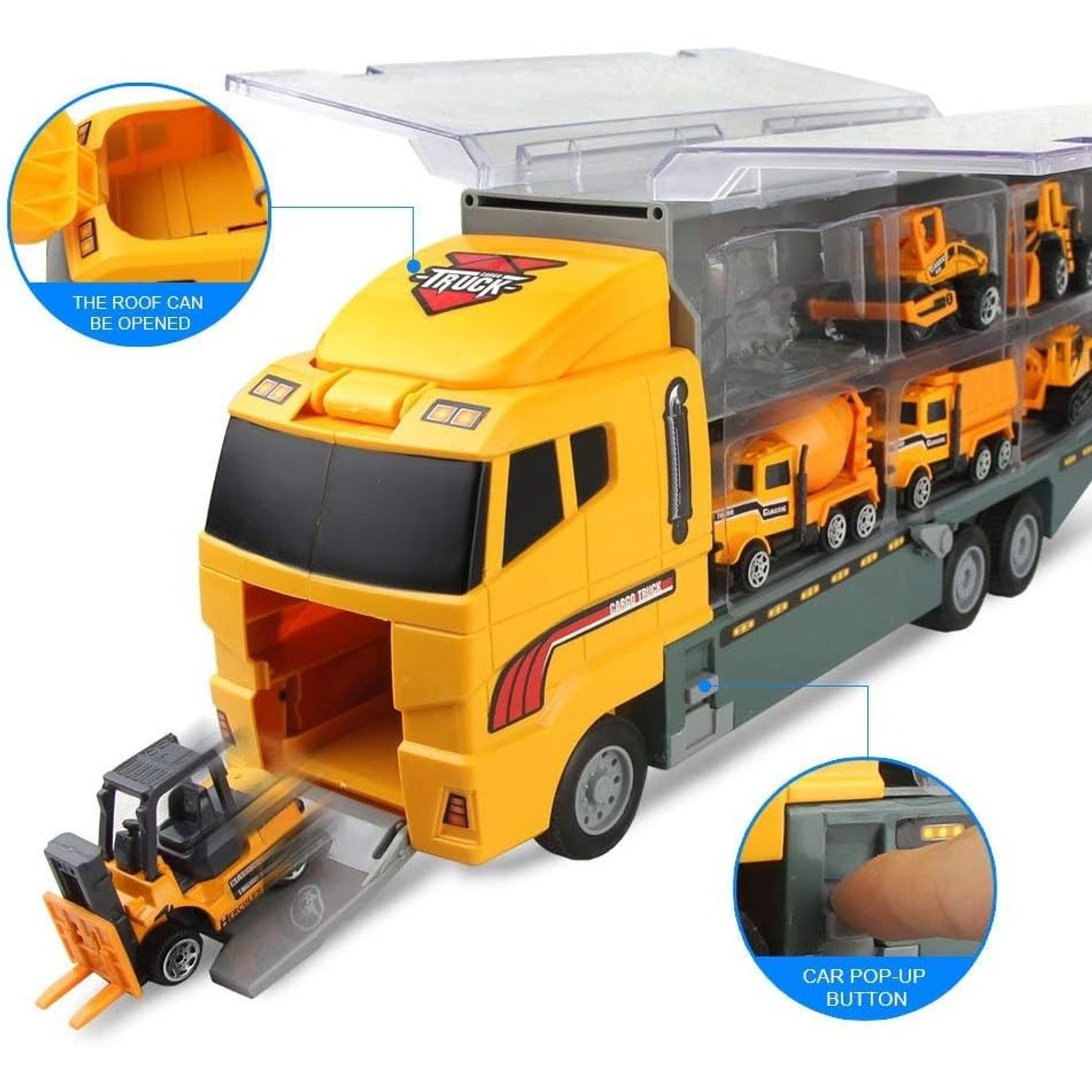 Construction Truck Carrier Set with 11 Die-Cast Vehicles: image 5
