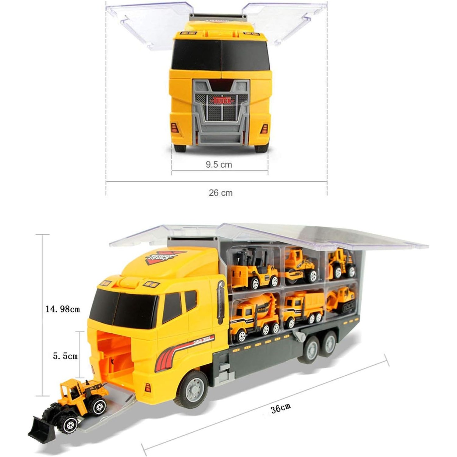 Construction Truck Carrier Set with 11 Die-Cast Vehicles: image 6