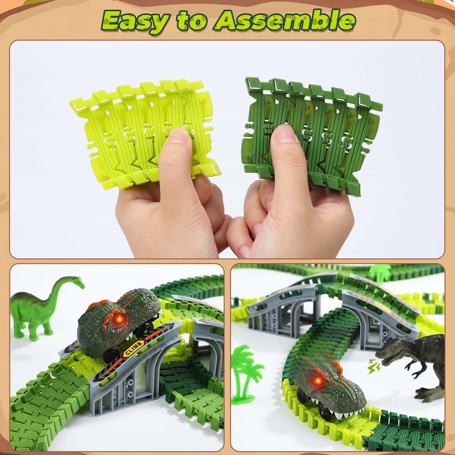 Dinosaur Race Track Set with Electric Dino Cars (233 Pieces): image 6
